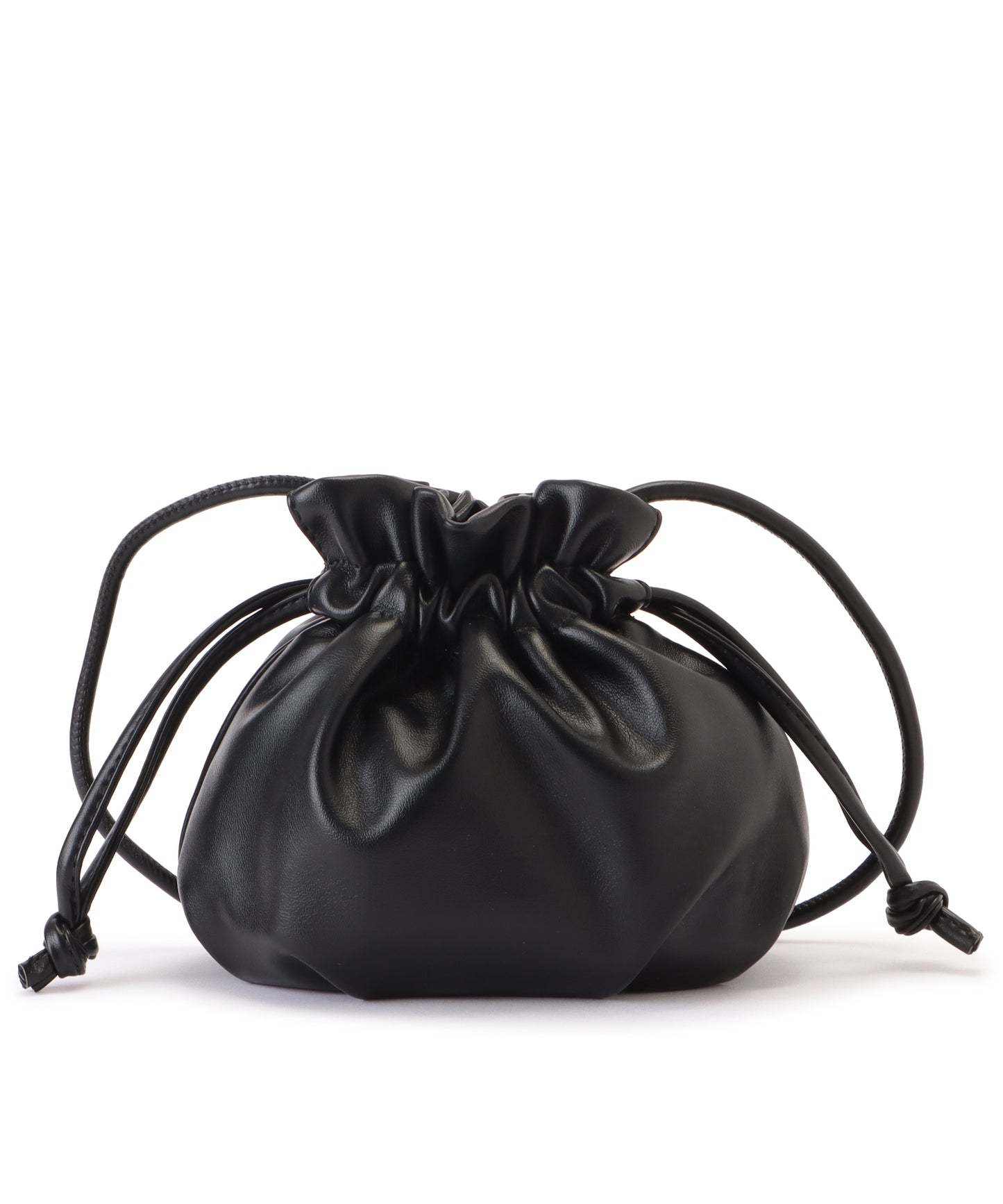 レザー調ドローストリング巾着ショルダーバッグ