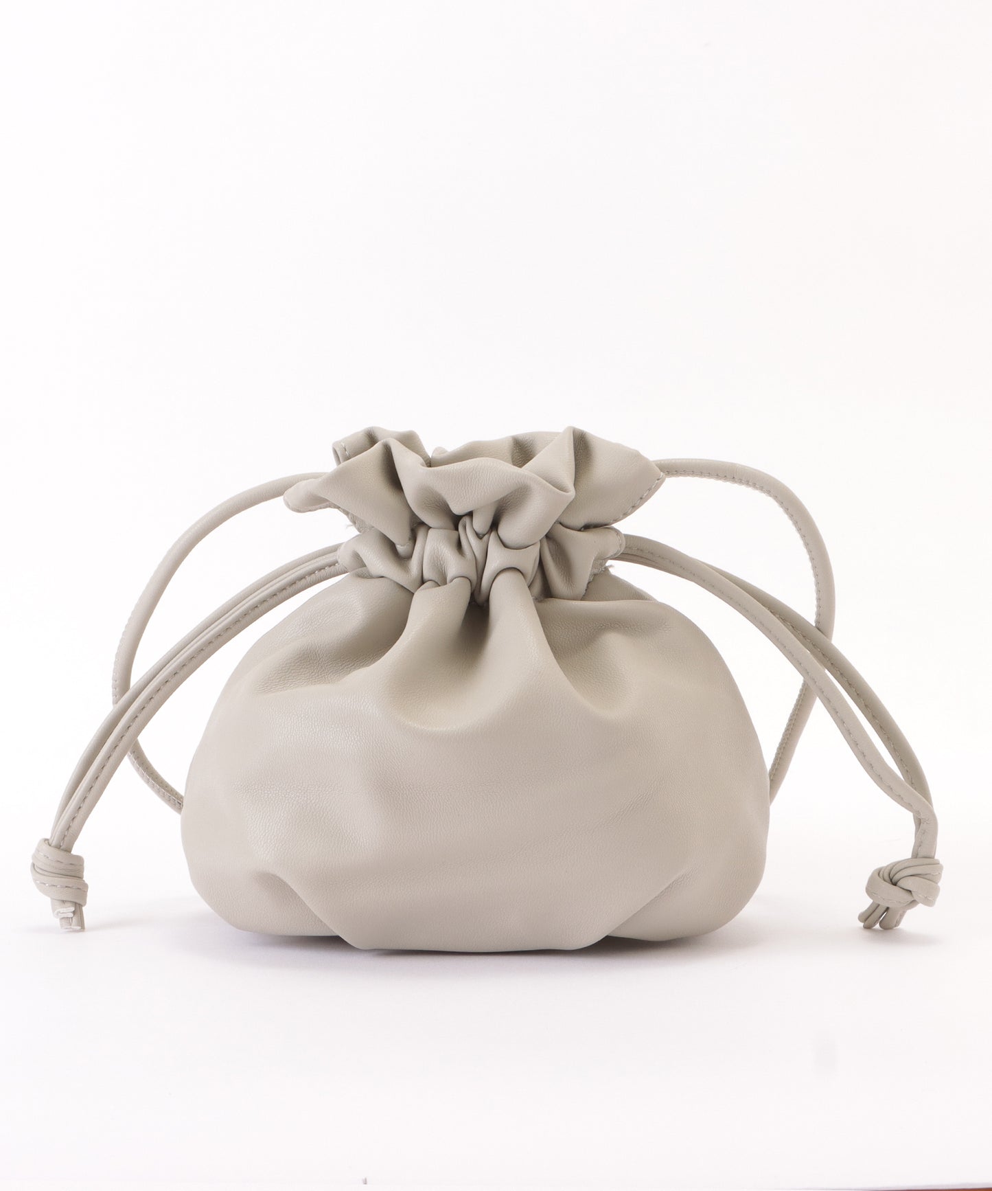 レザー調ドローストリング巾着ショルダーバッグ