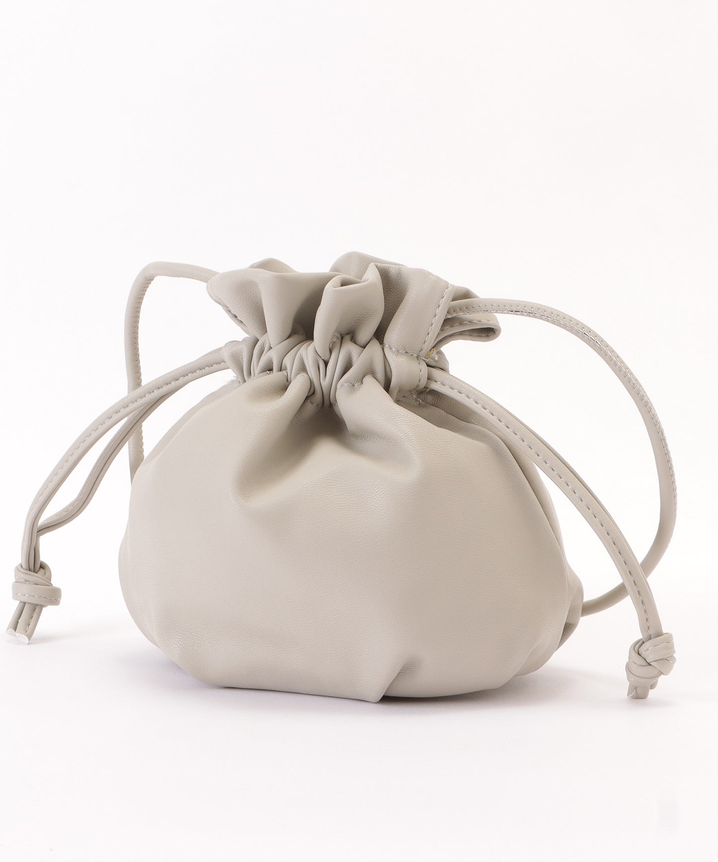 レザー調ドローストリング巾着ショルダーバッグ