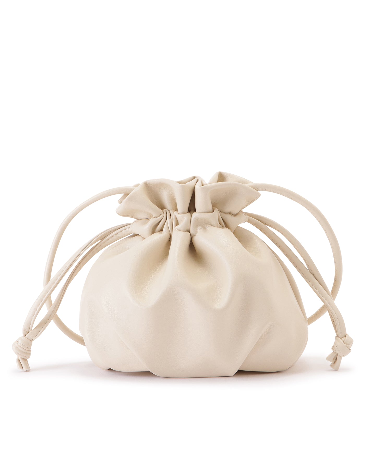 レザー調ドローストリング巾着ショルダーバッグ