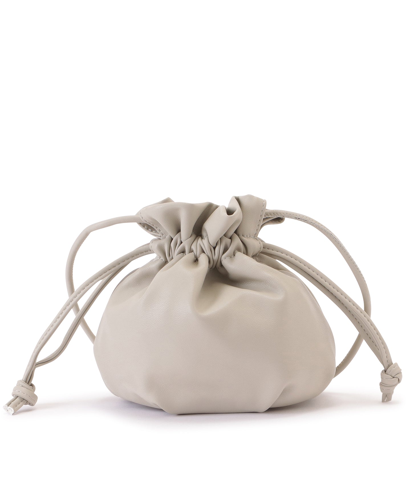 レザー調ドローストリング巾着ショルダーバッグ