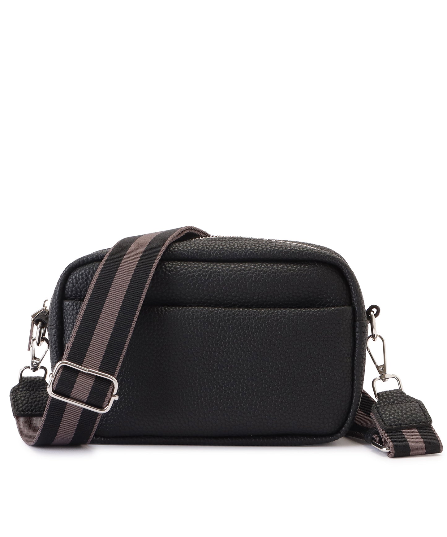 ストライプベルト付きレザー調2WAYショルダーバッグ