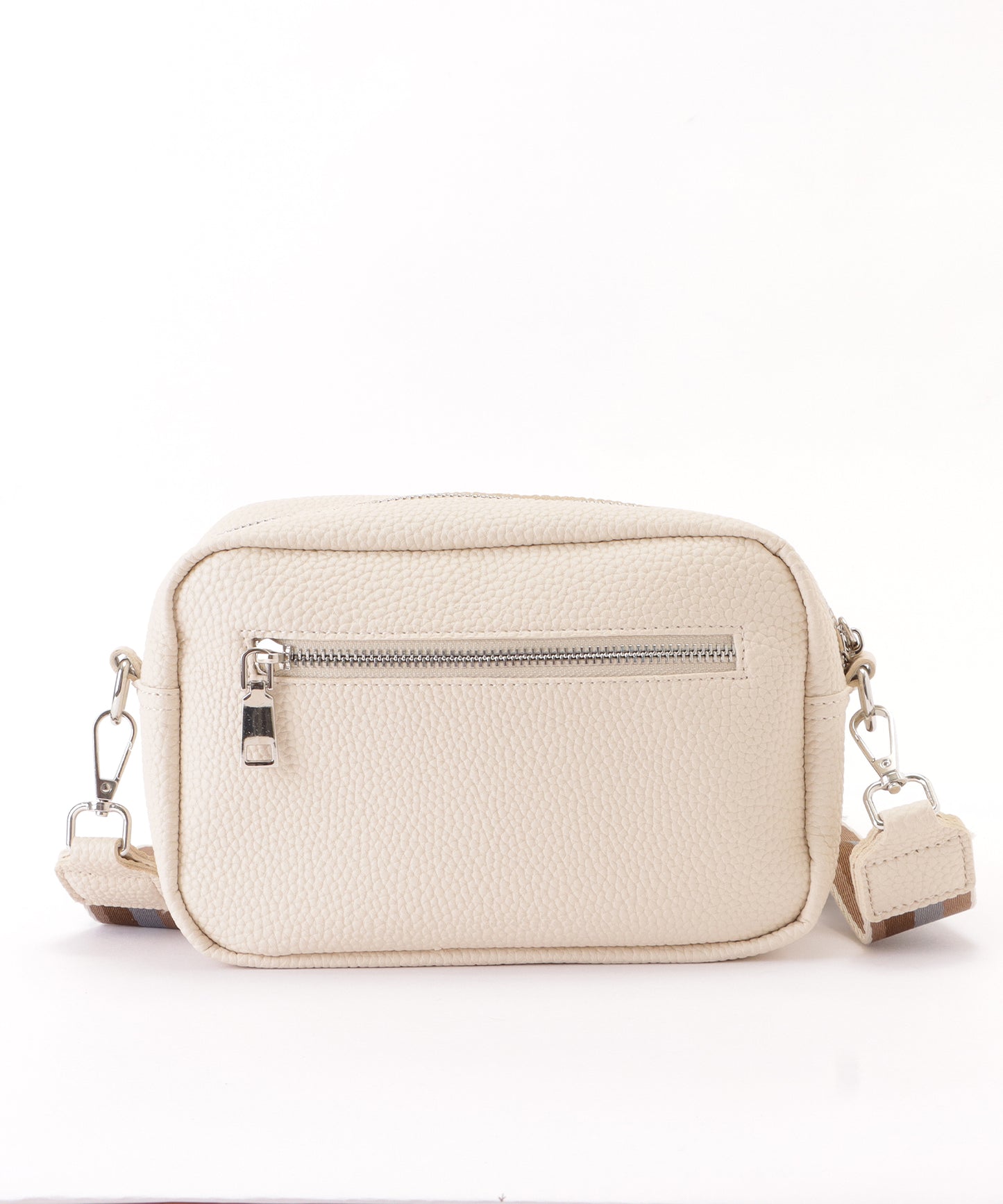 ストライプベルト付きレザー調2WAYショルダーバッグ