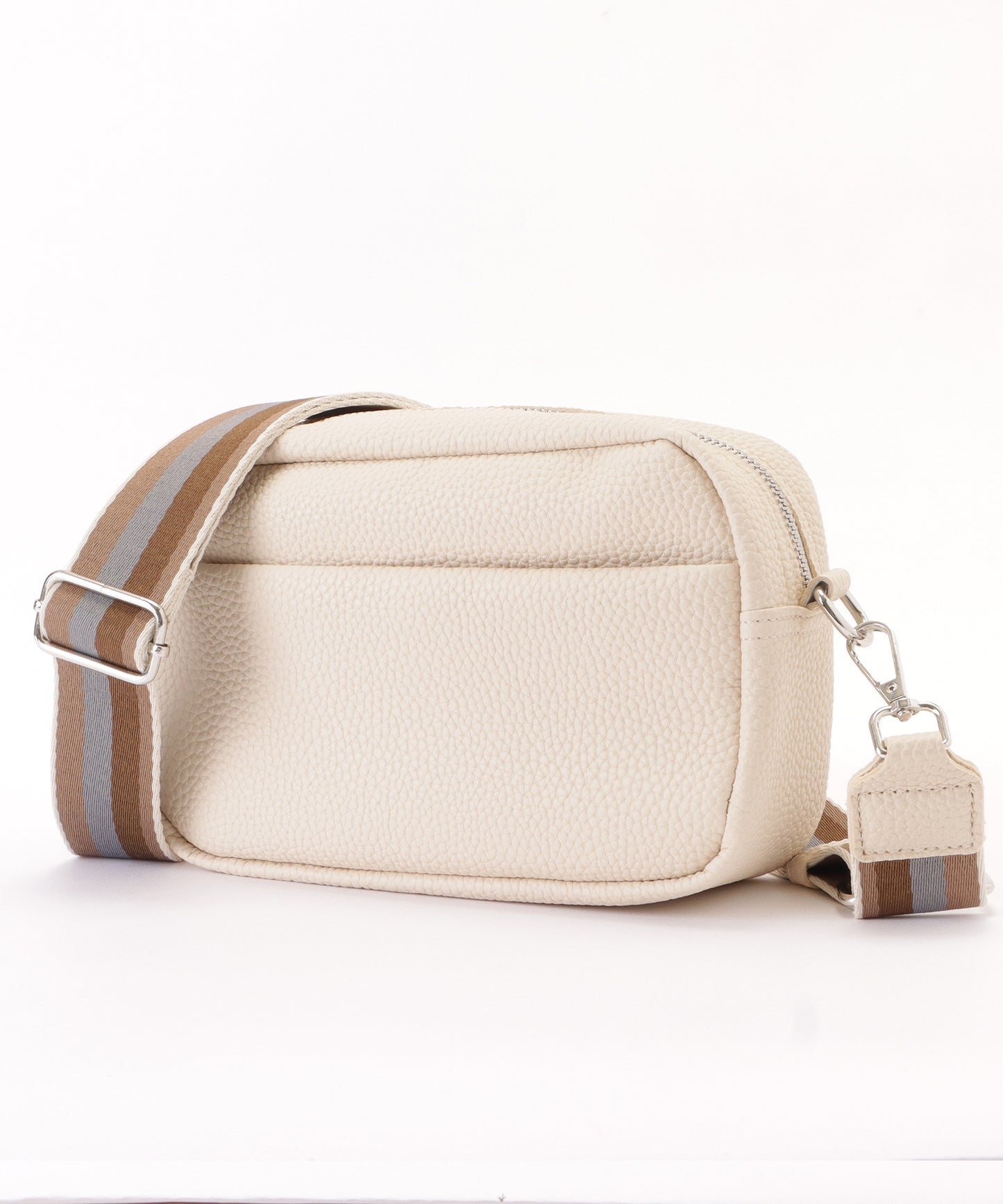 ストライプベルト付きレザー調2WAYショルダーバッグ