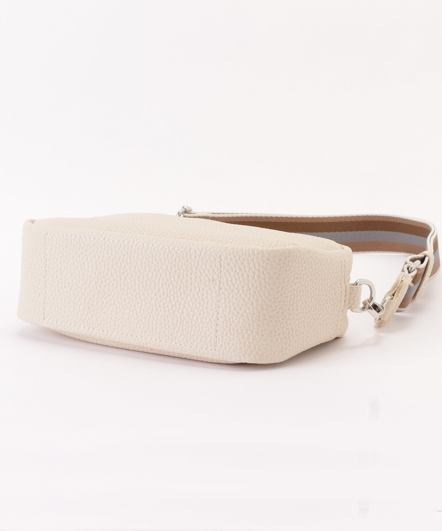 ストライプベルト付きレザー調2WAYショルダーバッグ