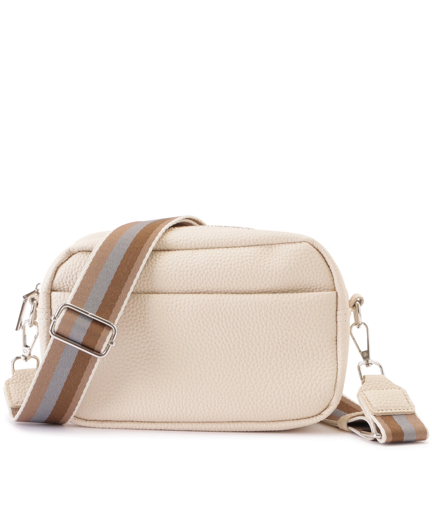 ストライプベルト付きレザー調2WAYショルダーバッグ