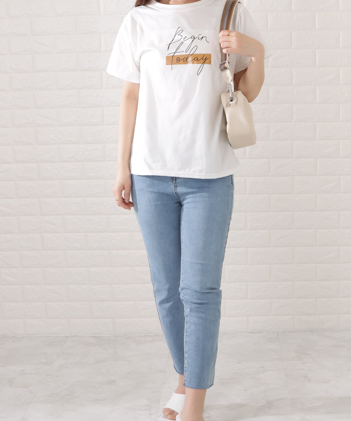 ストライプベルト付きレザー調2WAYショルダーバッグ