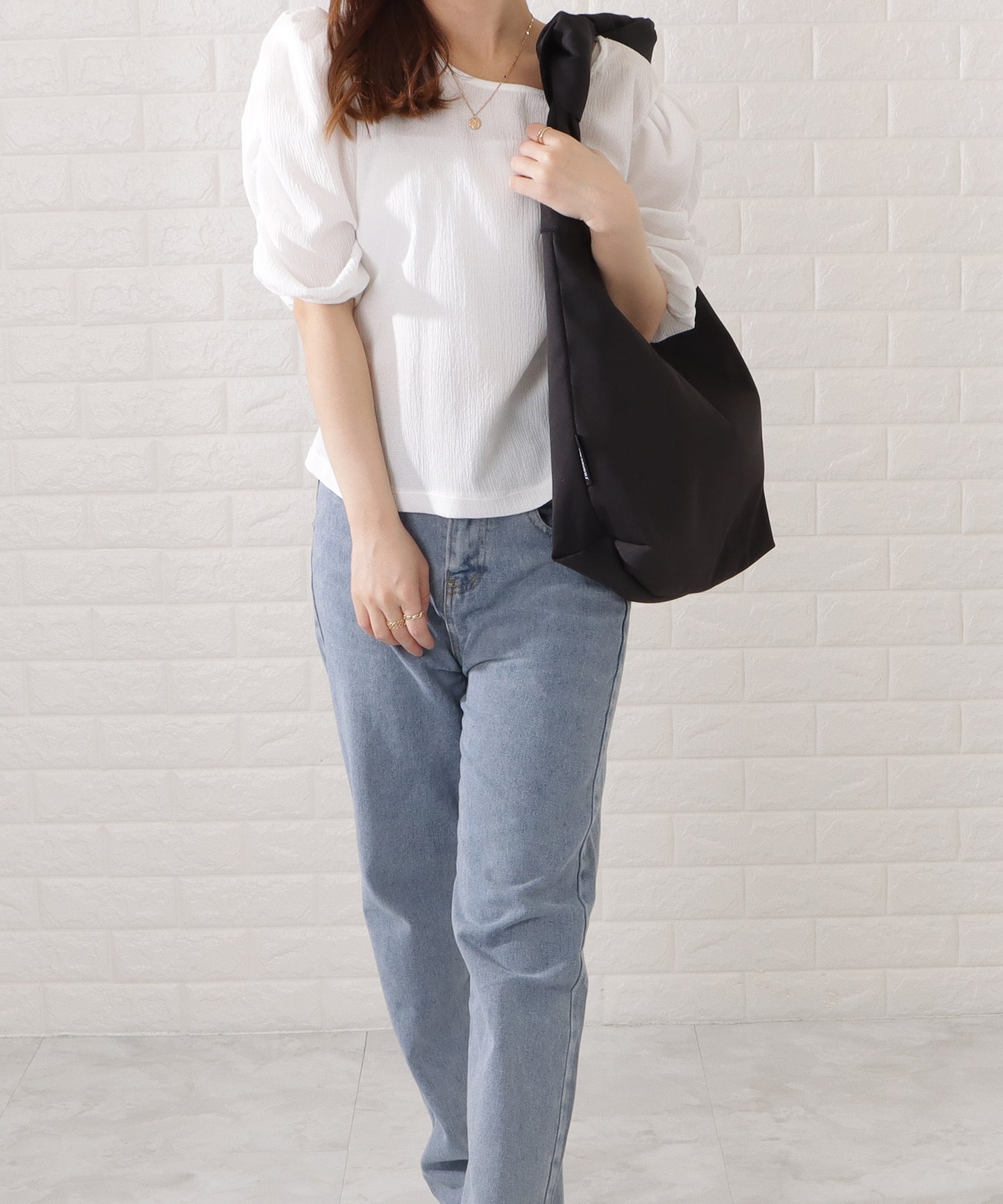 ワンカラーむすびハンドルベーシックトートバッグ