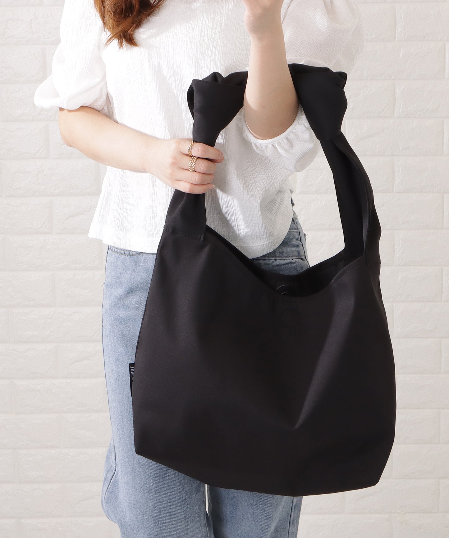 ワンカラーむすびハンドルベーシックトートバッグ