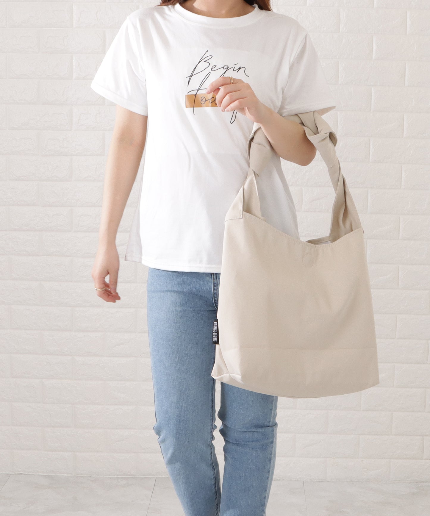 ワンカラーむすびハンドルベーシックトートバッグ