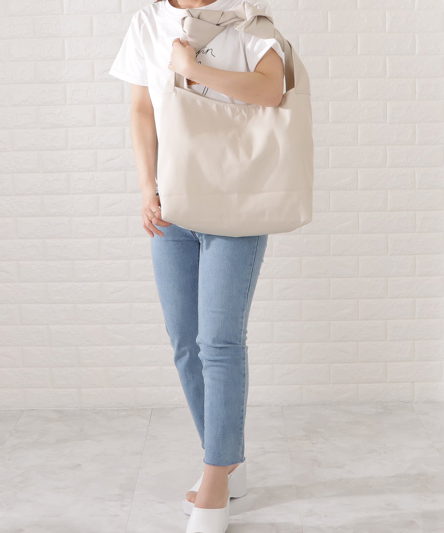 ワンカラーむすびハンドルベーシックトートバッグ