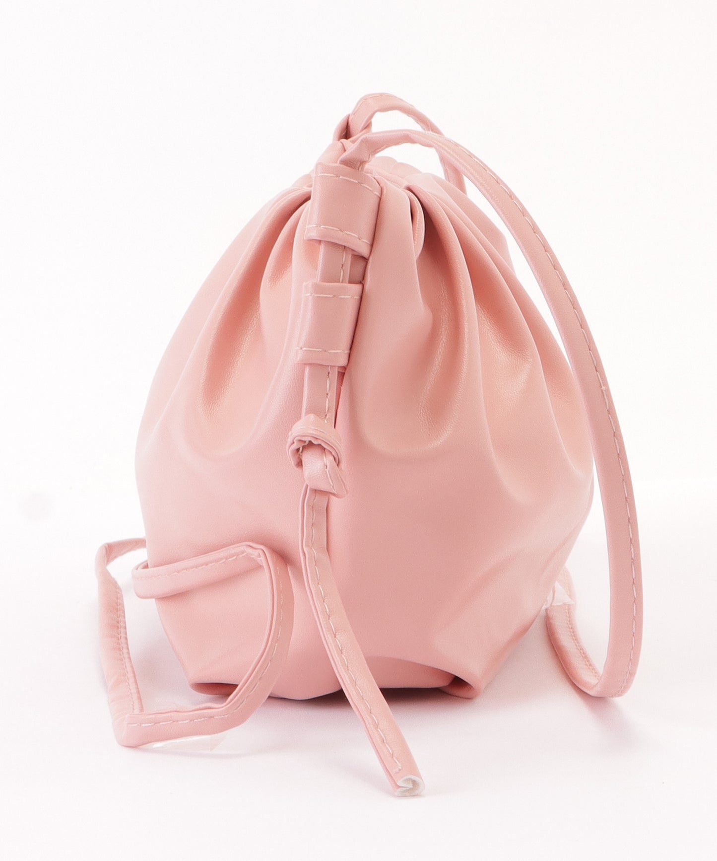 レザー調ギャザーショルダーバッグ レディース