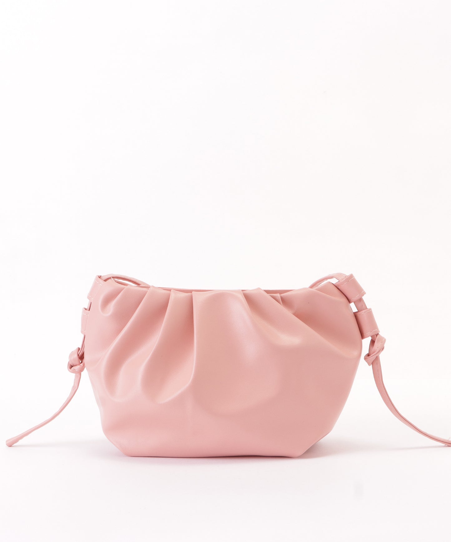 レザー調ギャザーショルダーバッグ レディース