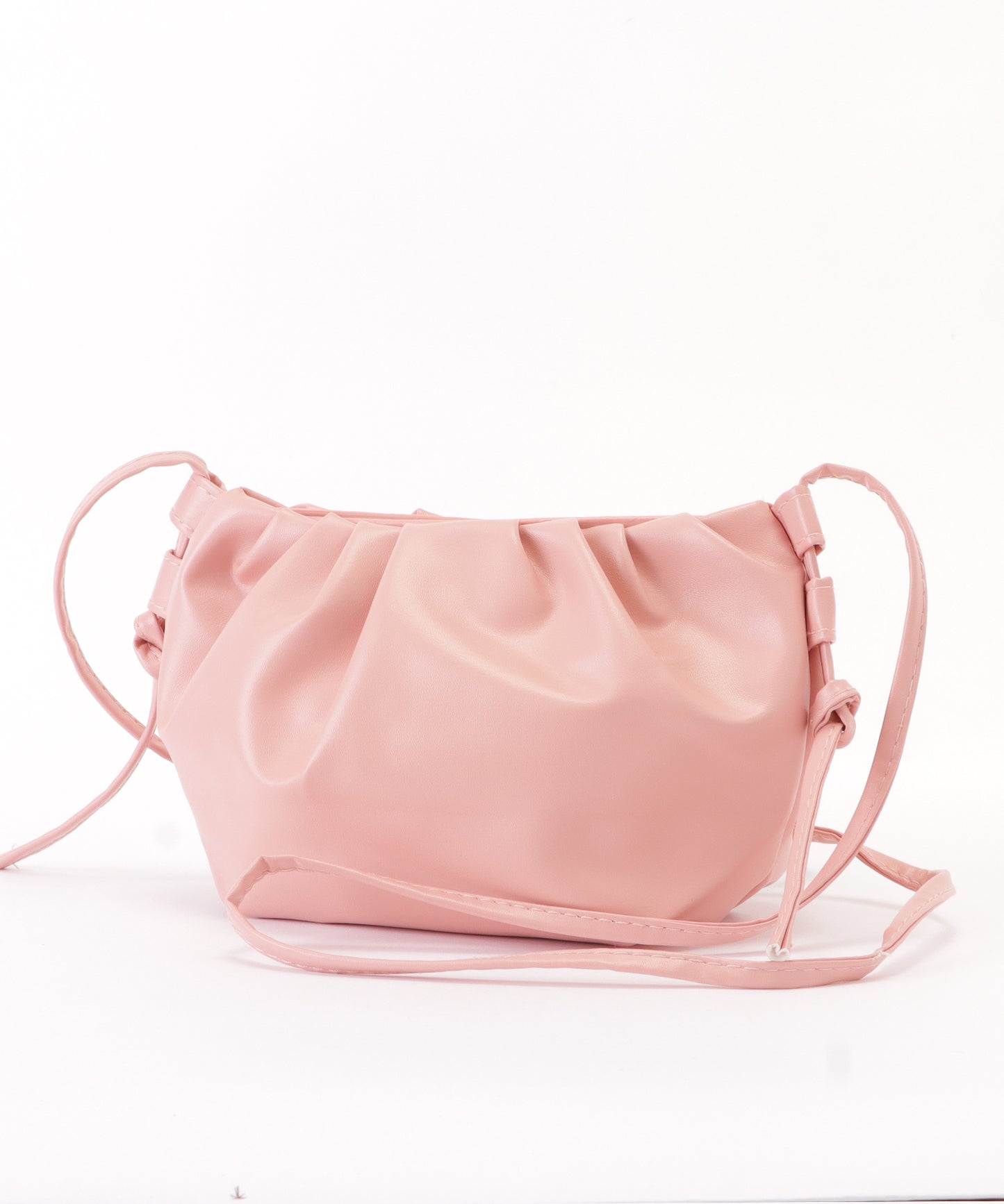 レザー調ギャザーショルダーバッグ レディース