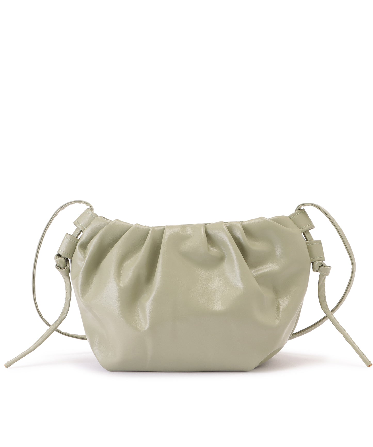 レザー調ギャザーショルダーバッグ レディース