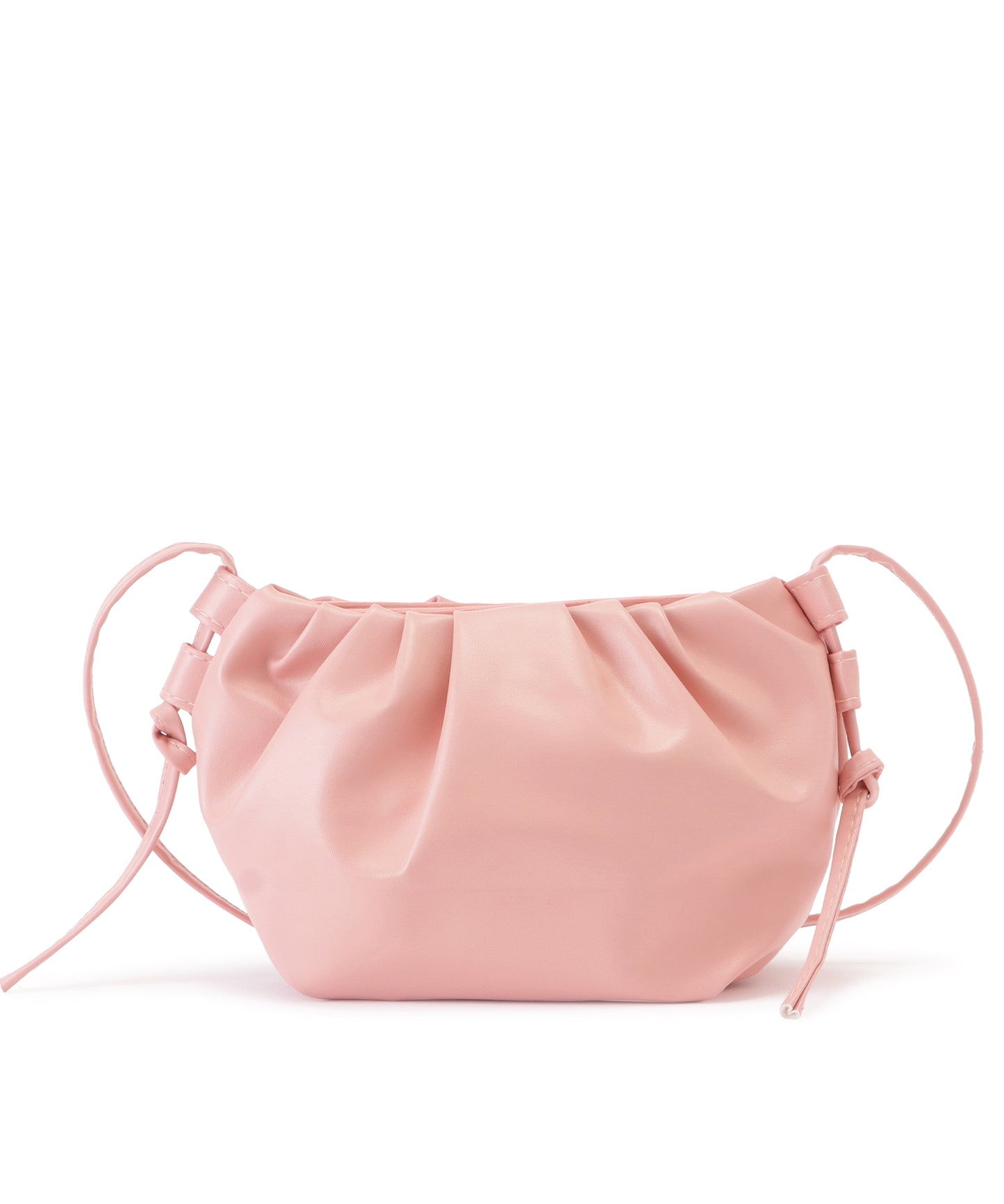 レザー調ギャザーショルダーバッグ レディース