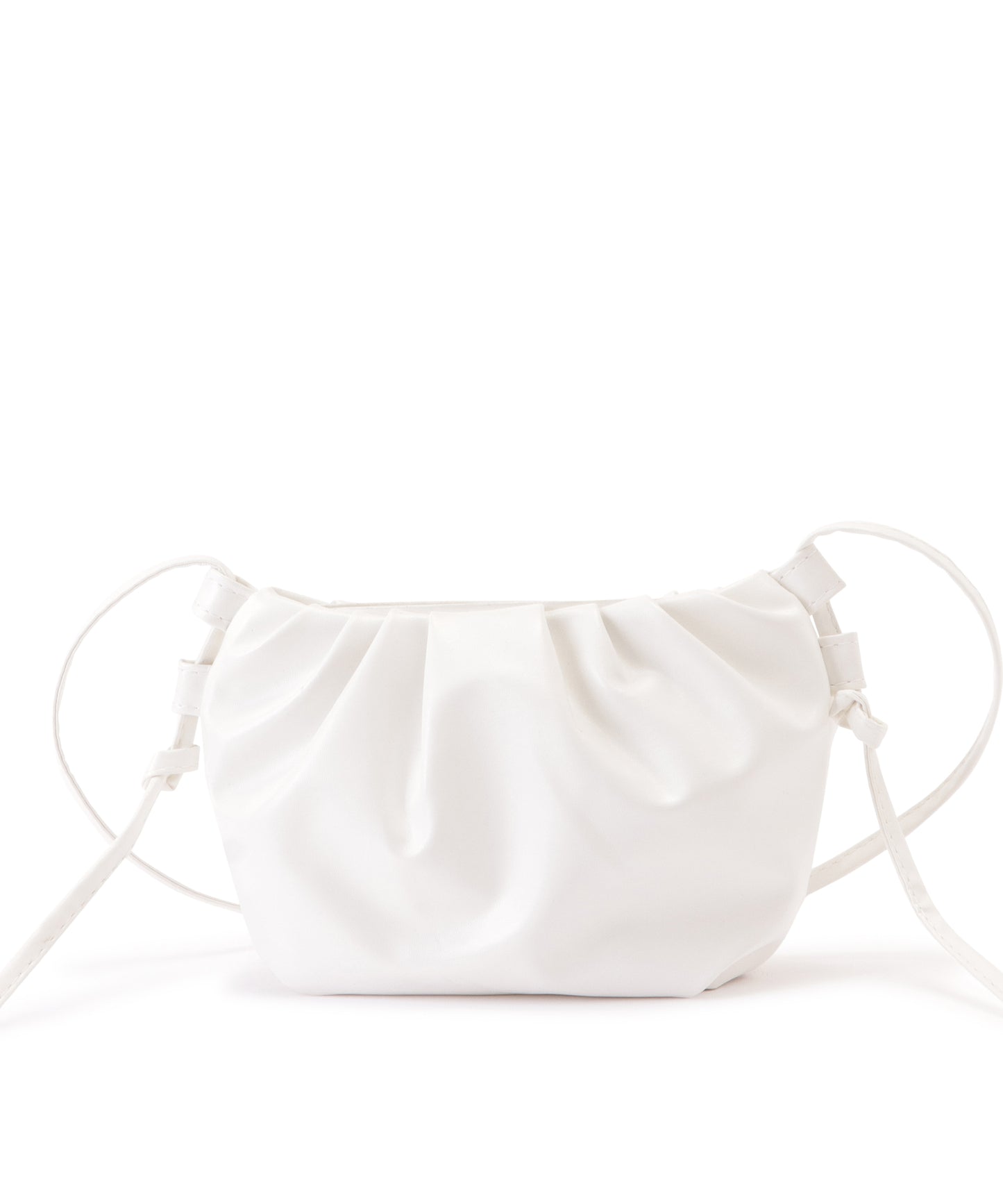 レザー調ギャザーショルダーバッグ レディース