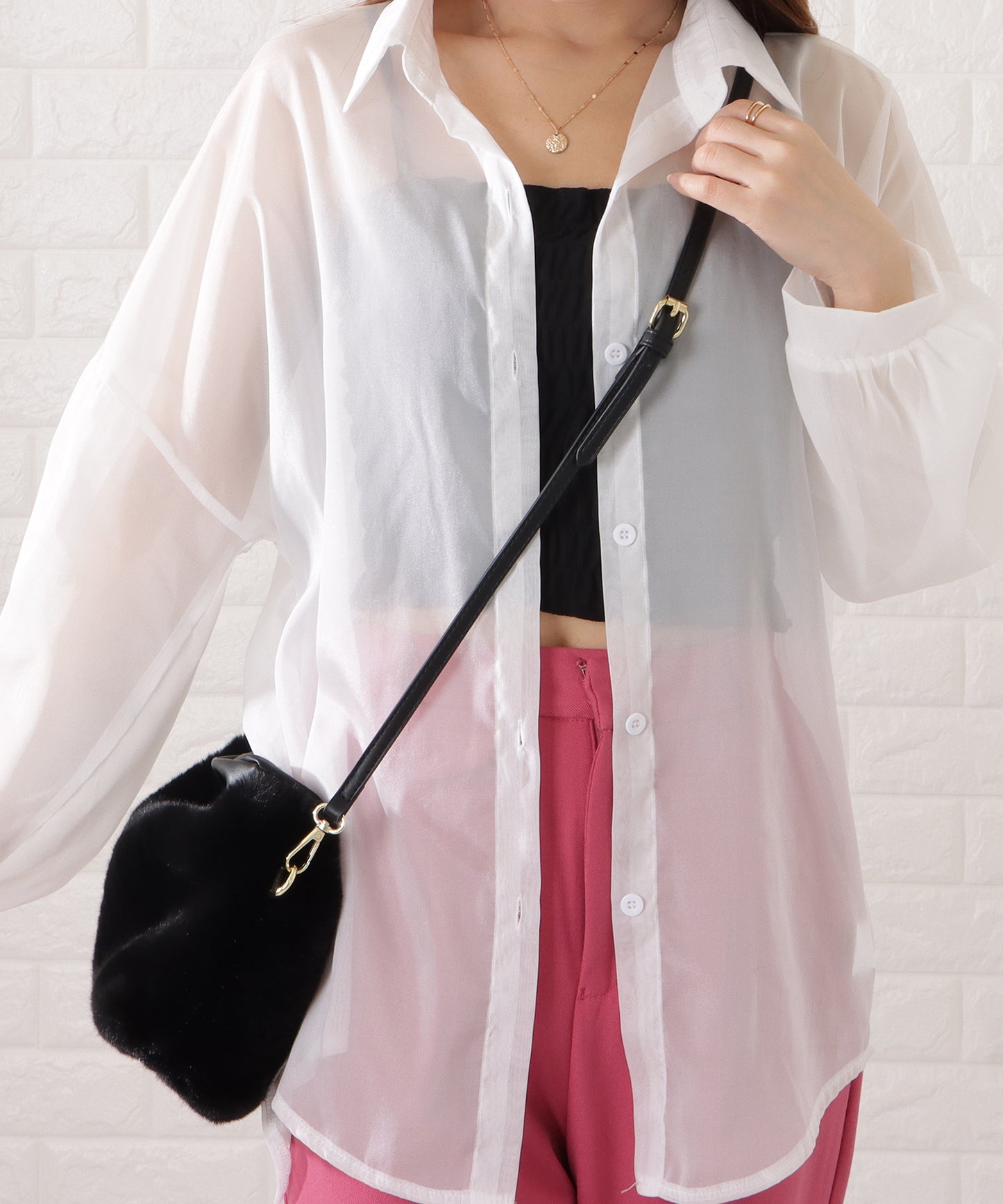 チャーム付き2WAYファートートバッグ