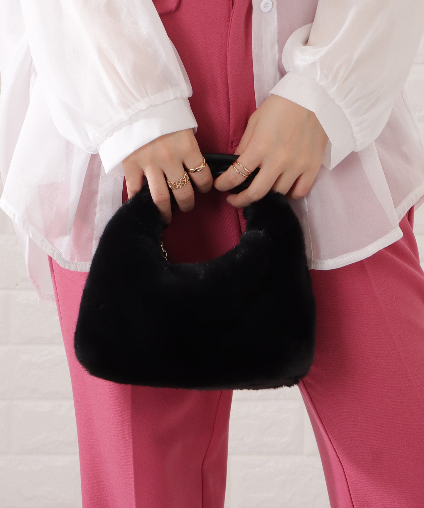 チャーム付き2WAYファートートバッグ