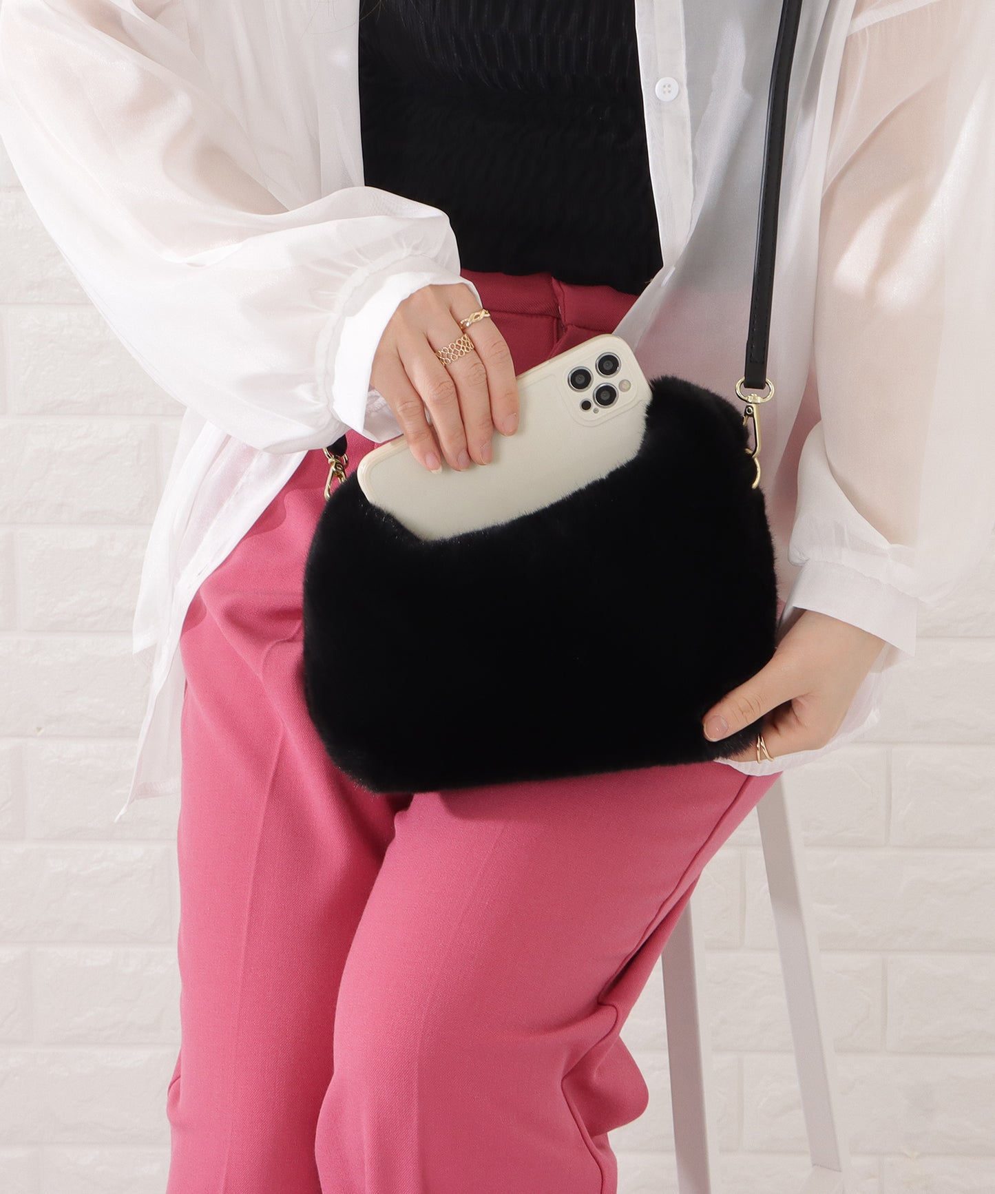 チャーム付き2WAYファートートバッグ