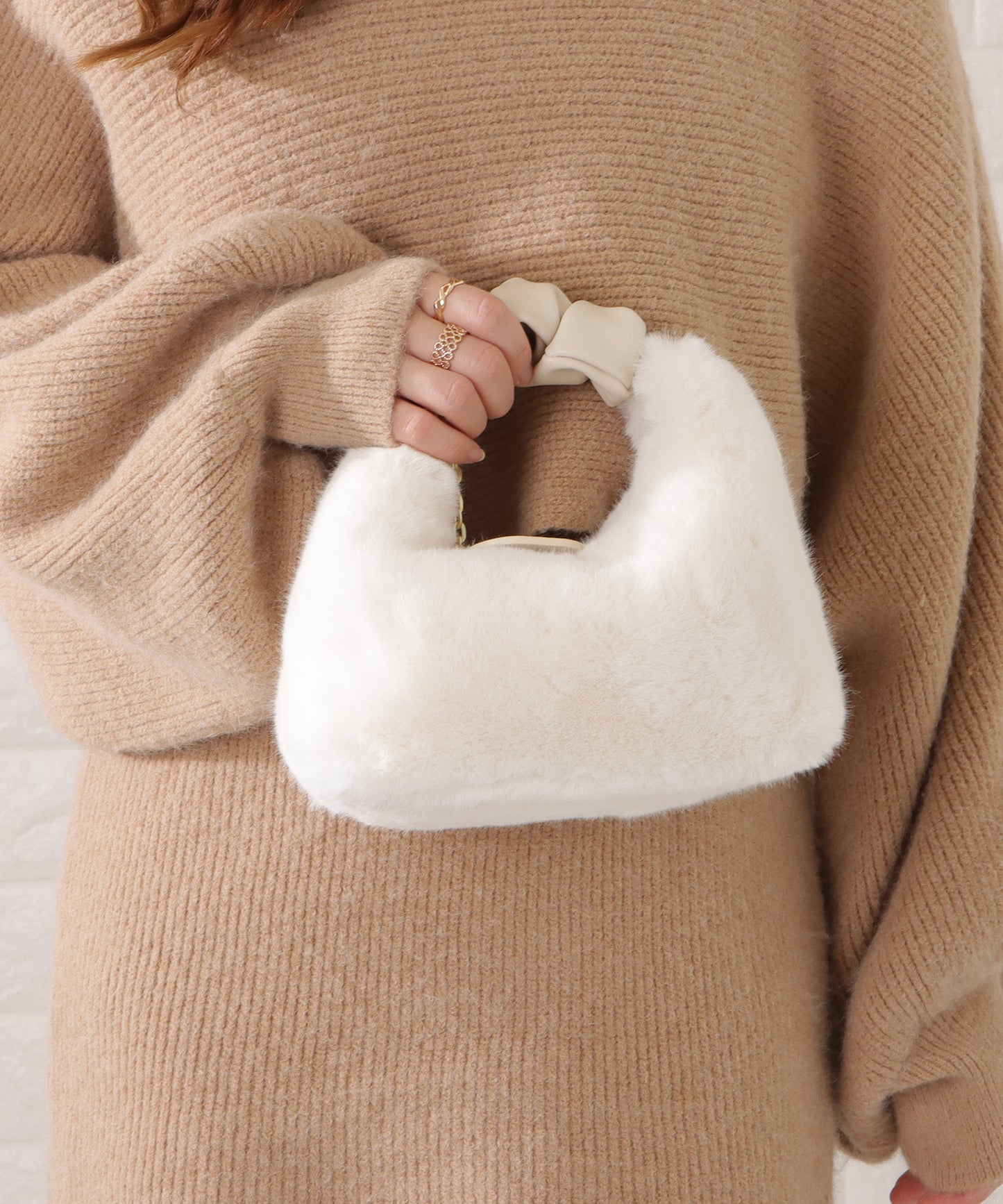 チャーム付き2WAYファートートバッグ