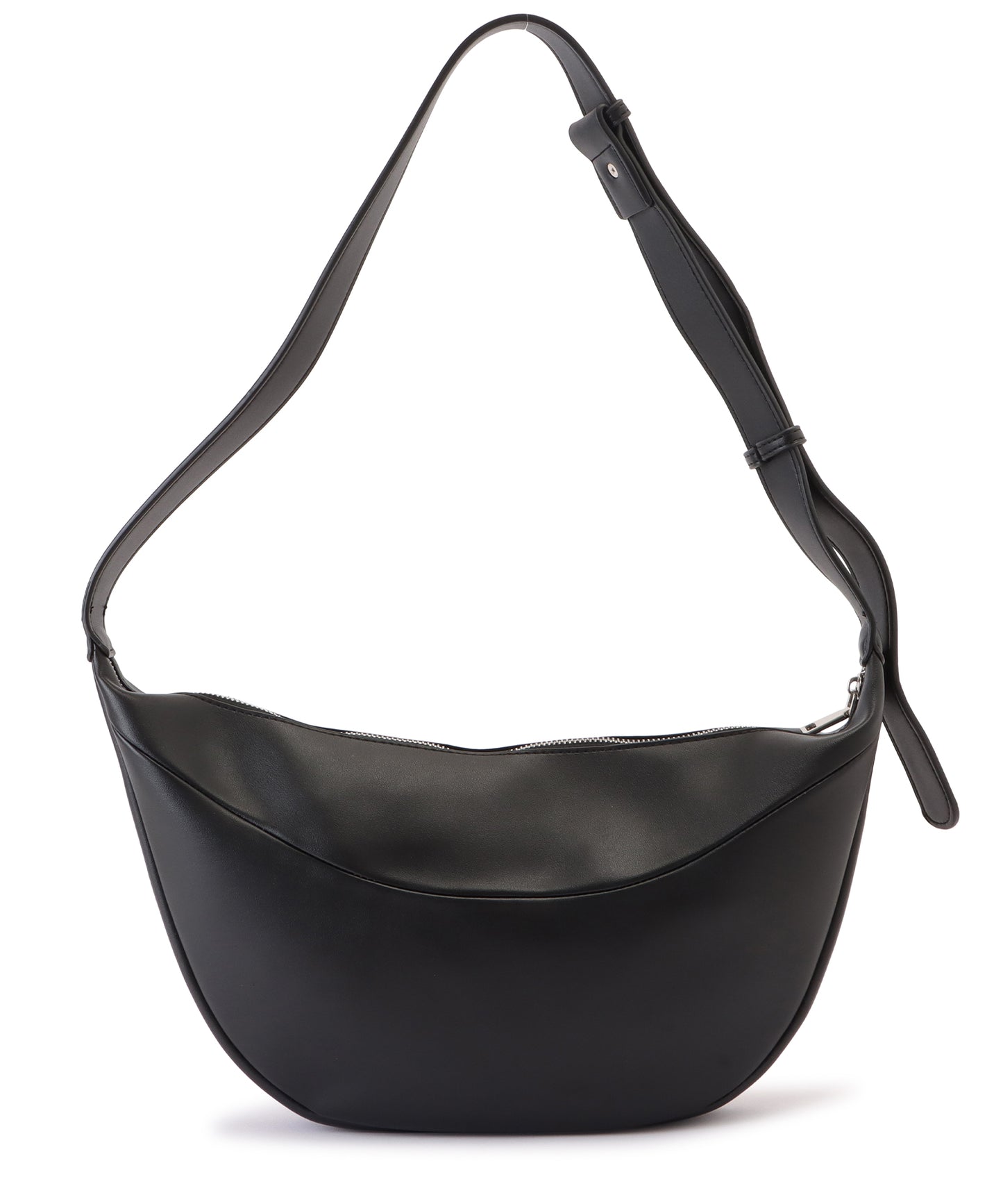 レザー調ハーフムーンショルダーバッグ