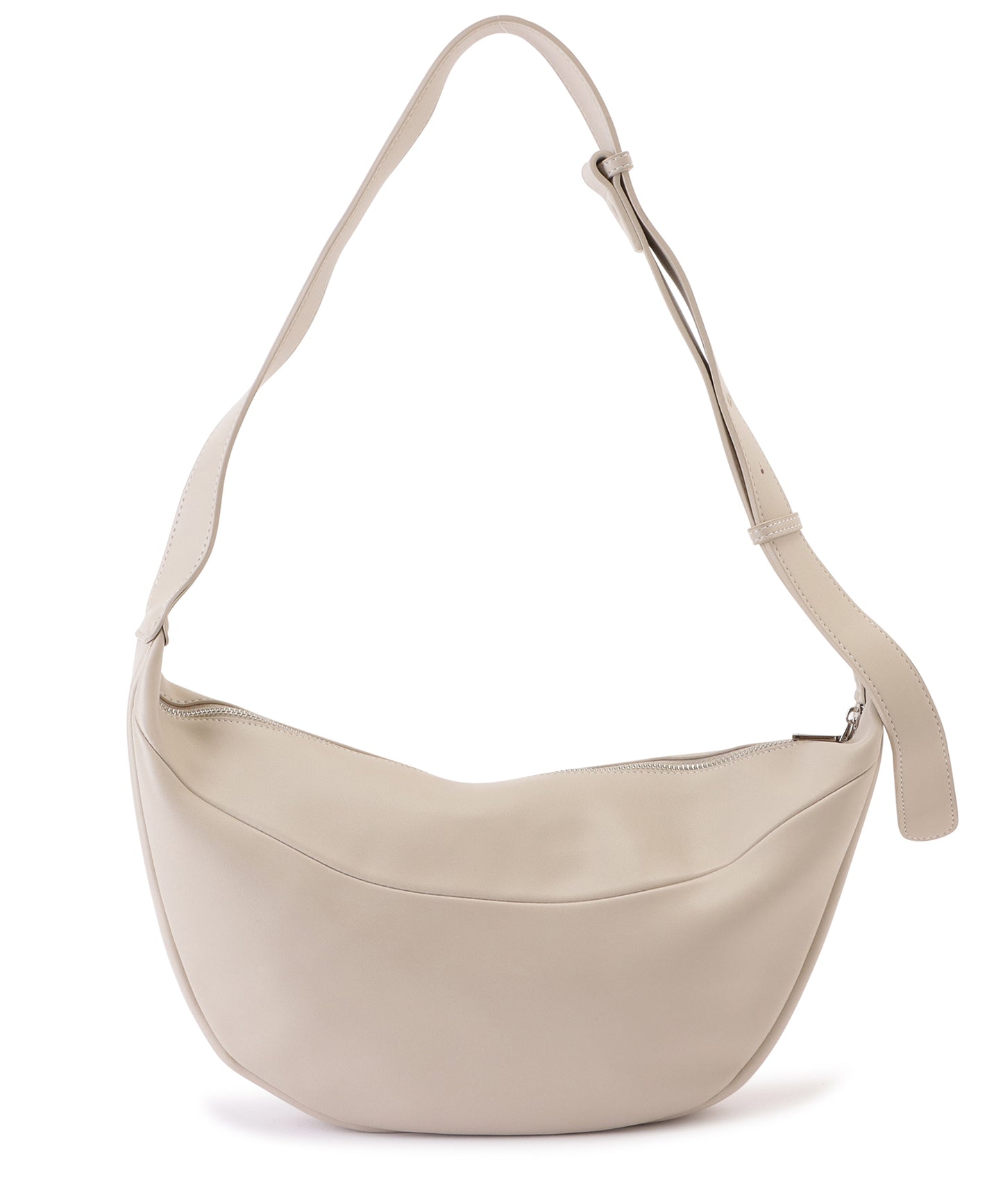 レザー調ハーフムーンショルダーバッグ