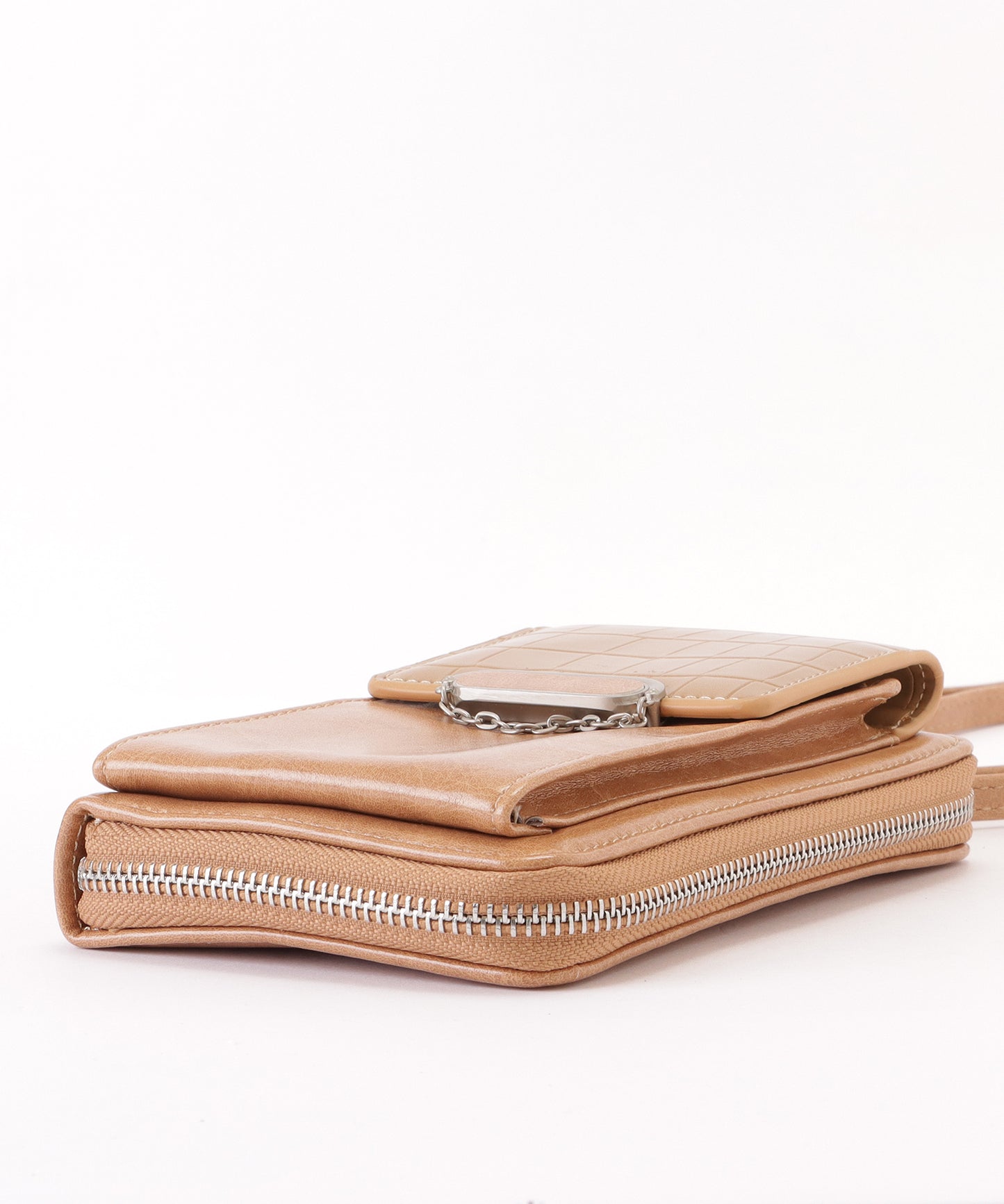 クロコダイル柄レザー調スマートフォンショルダーバッグ