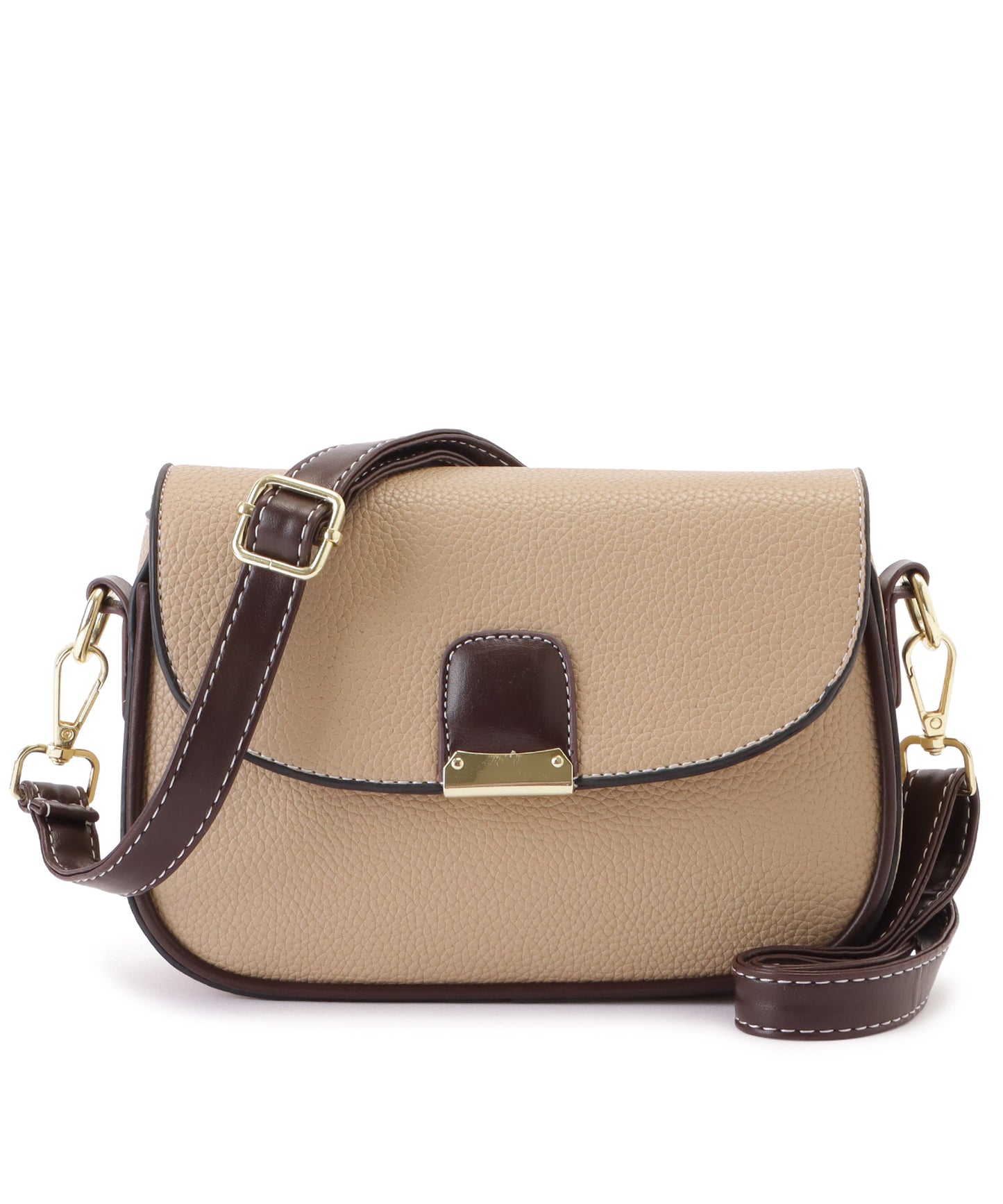 レザー調多ポケットラウンドショルダーバッグ