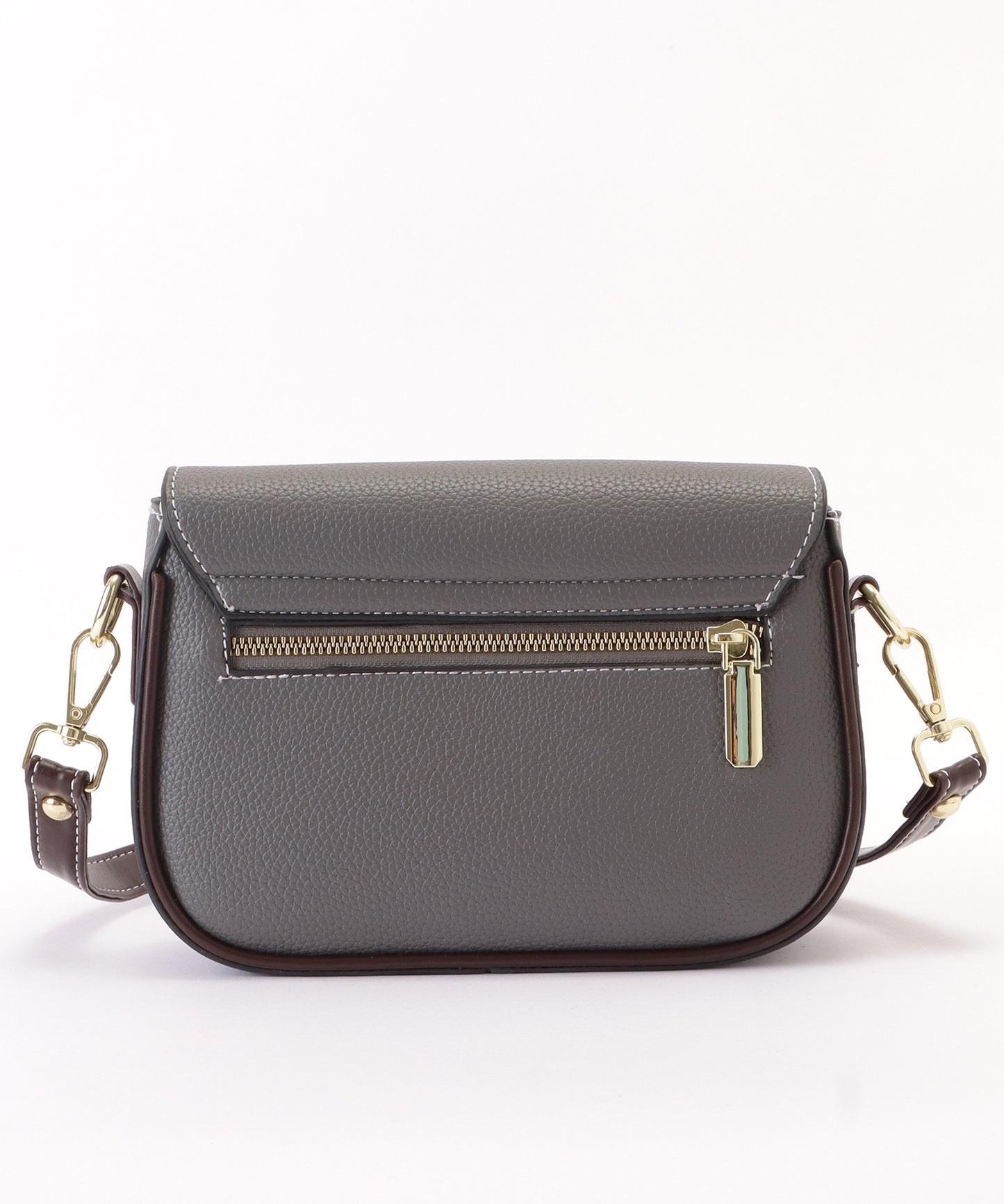 レザー調多ポケットラウンドショルダーバッグ