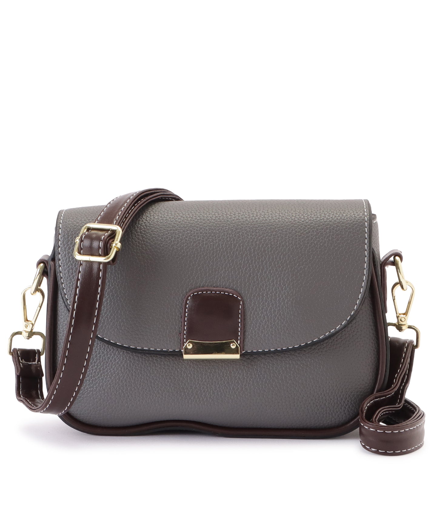 レザー調多ポケットラウンドショルダーバッグ