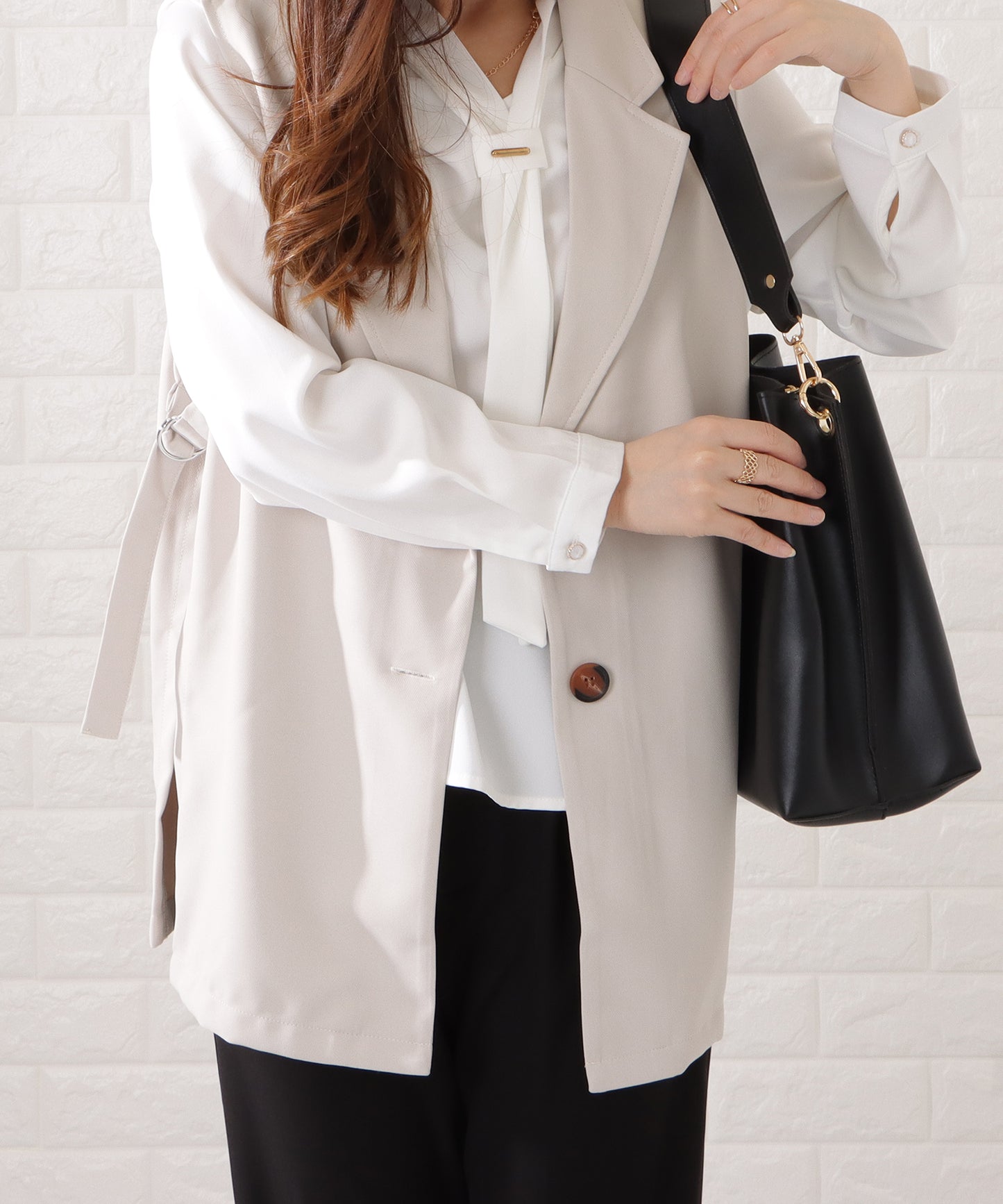 マットレザー調2WAYダブルストラップバッグ