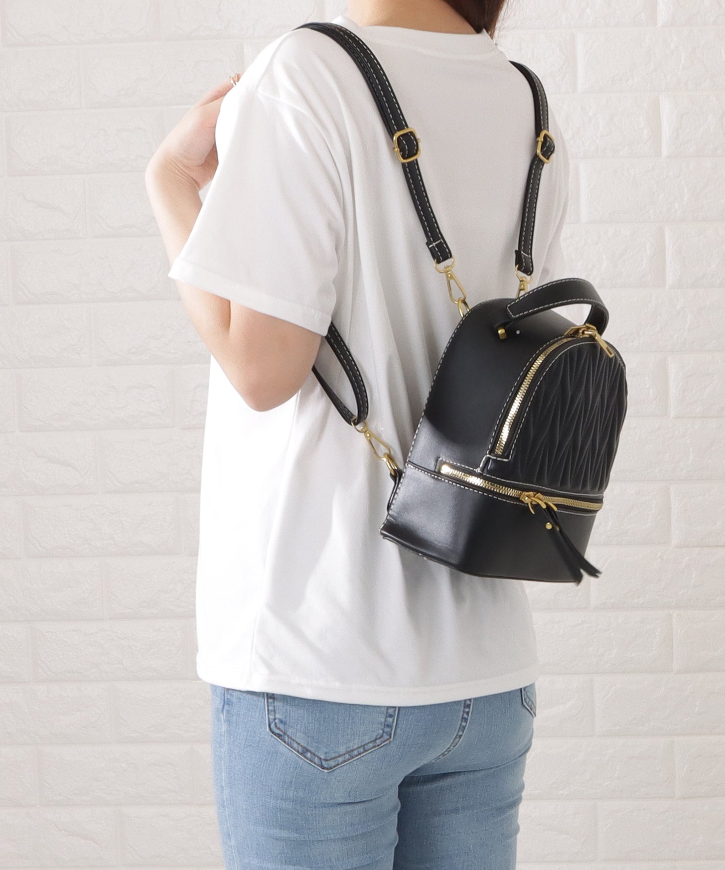 レザー調ヘリンボーンデザイン2WAYリュックサック