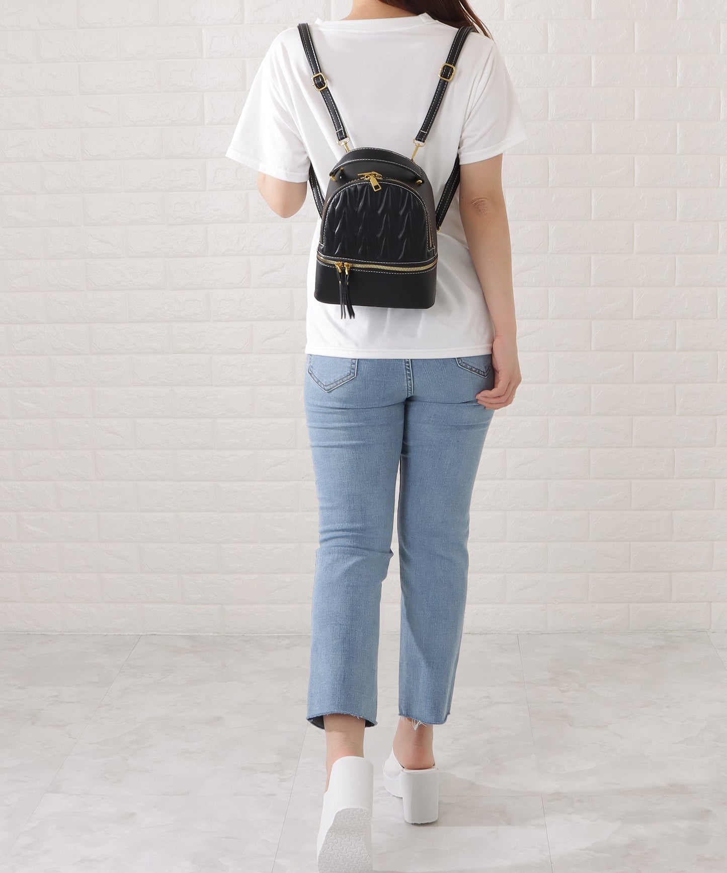 レザー調ヘリンボーンデザイン2WAYリュックサック