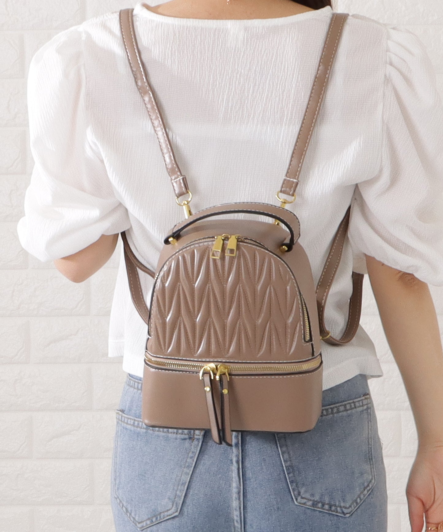 レザー調ヘリンボーンデザイン2WAYリュックサック