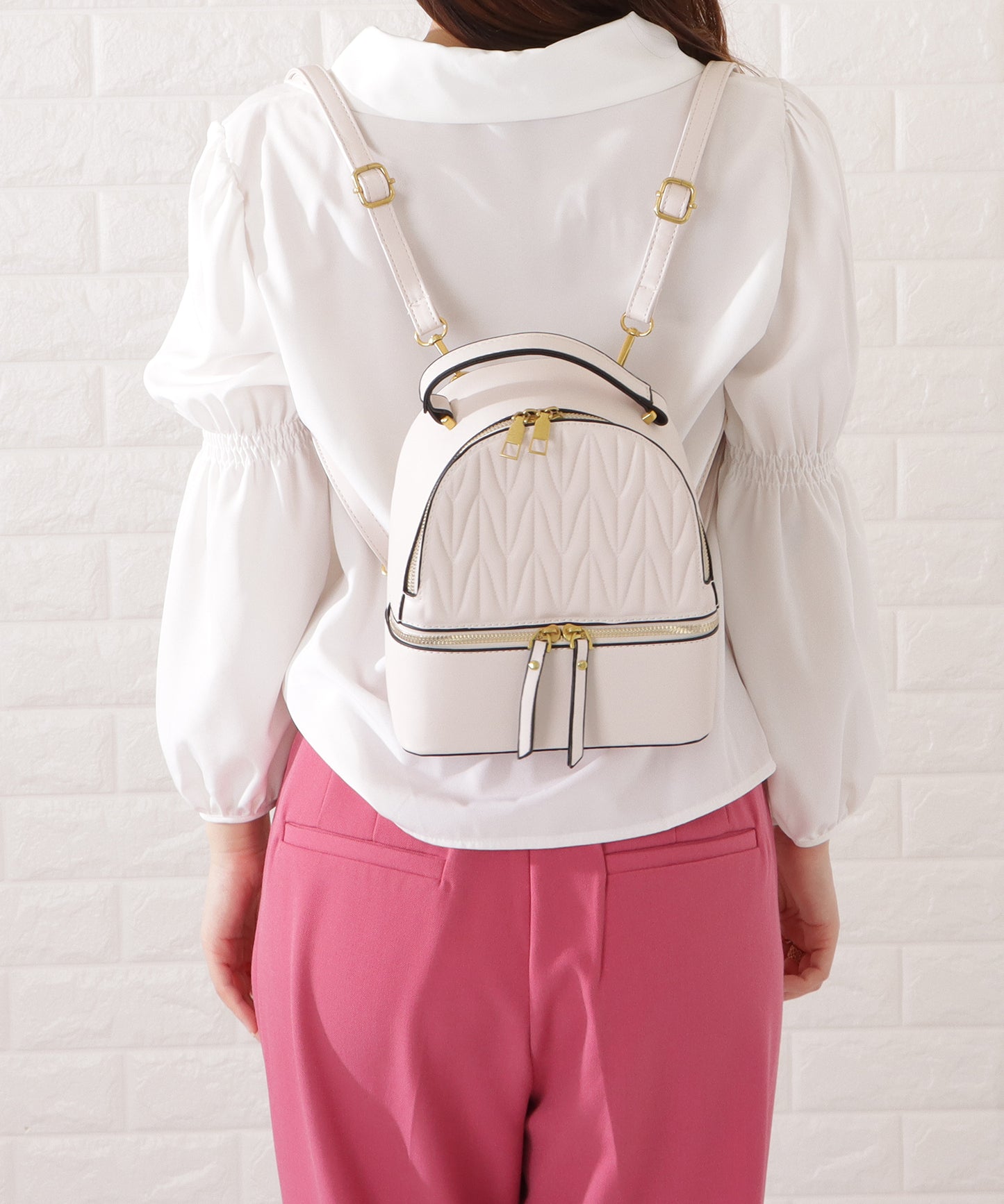 レザー調ヘリンボーンデザイン2WAYリュックサック