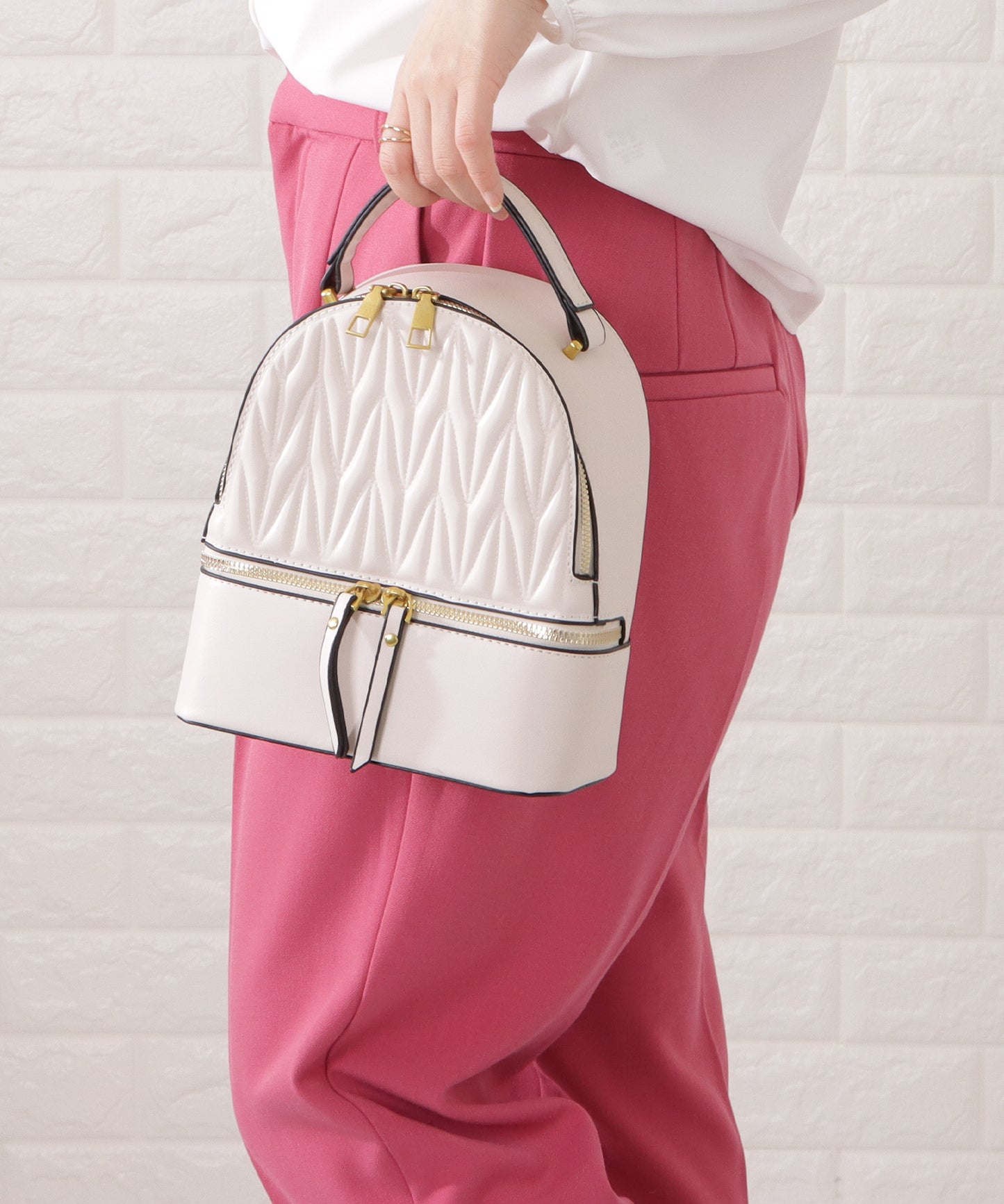 レザー調ヘリンボーンデザイン2WAYリュックサック