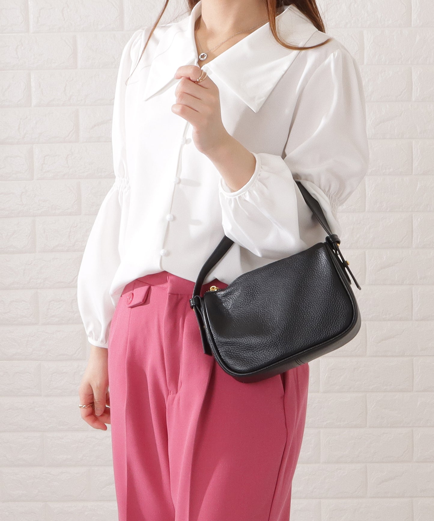 マットレザー調2WAYミニマルワンカラーバッグ