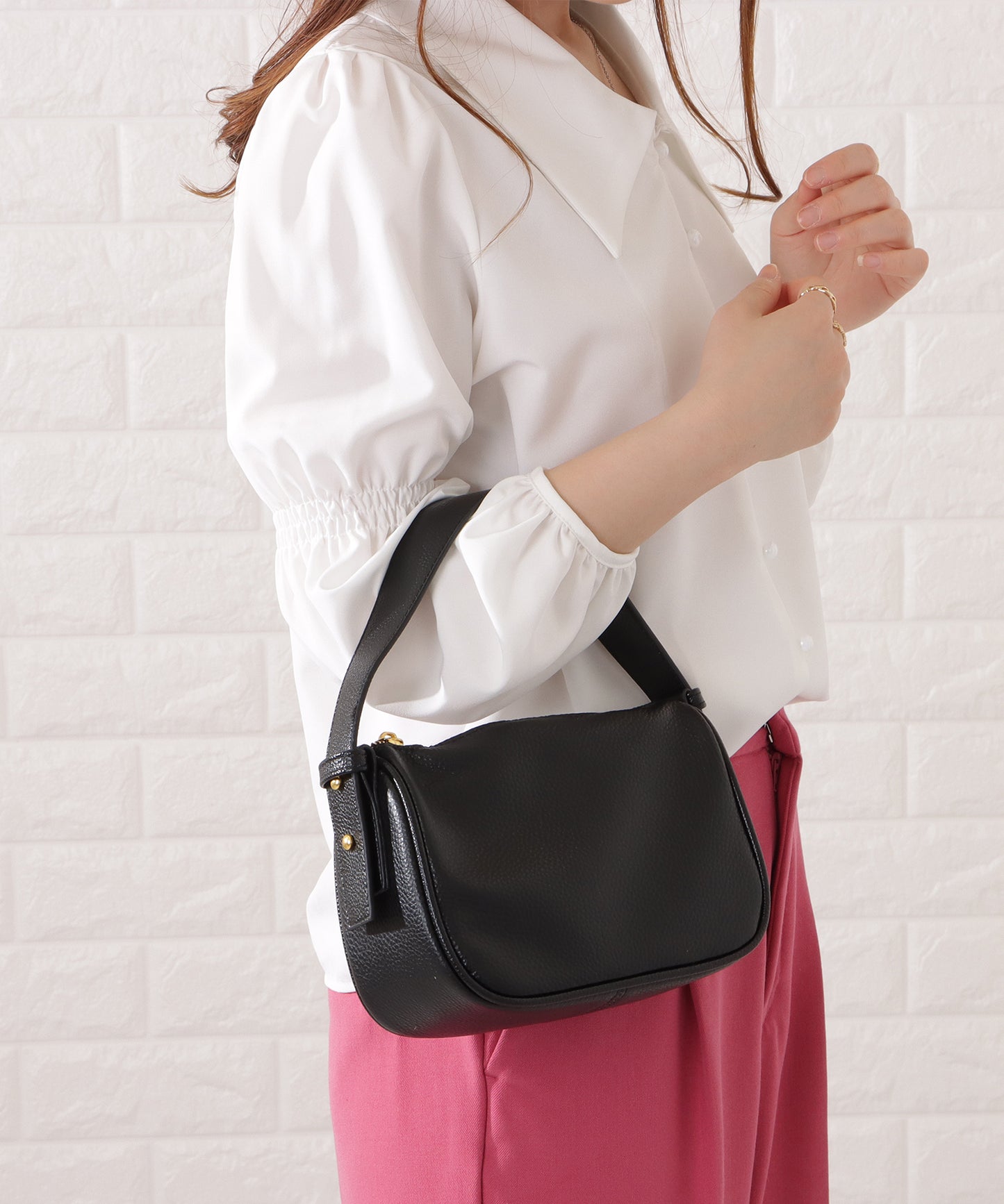 マットレザー調2WAYミニマルワンカラーバッグ