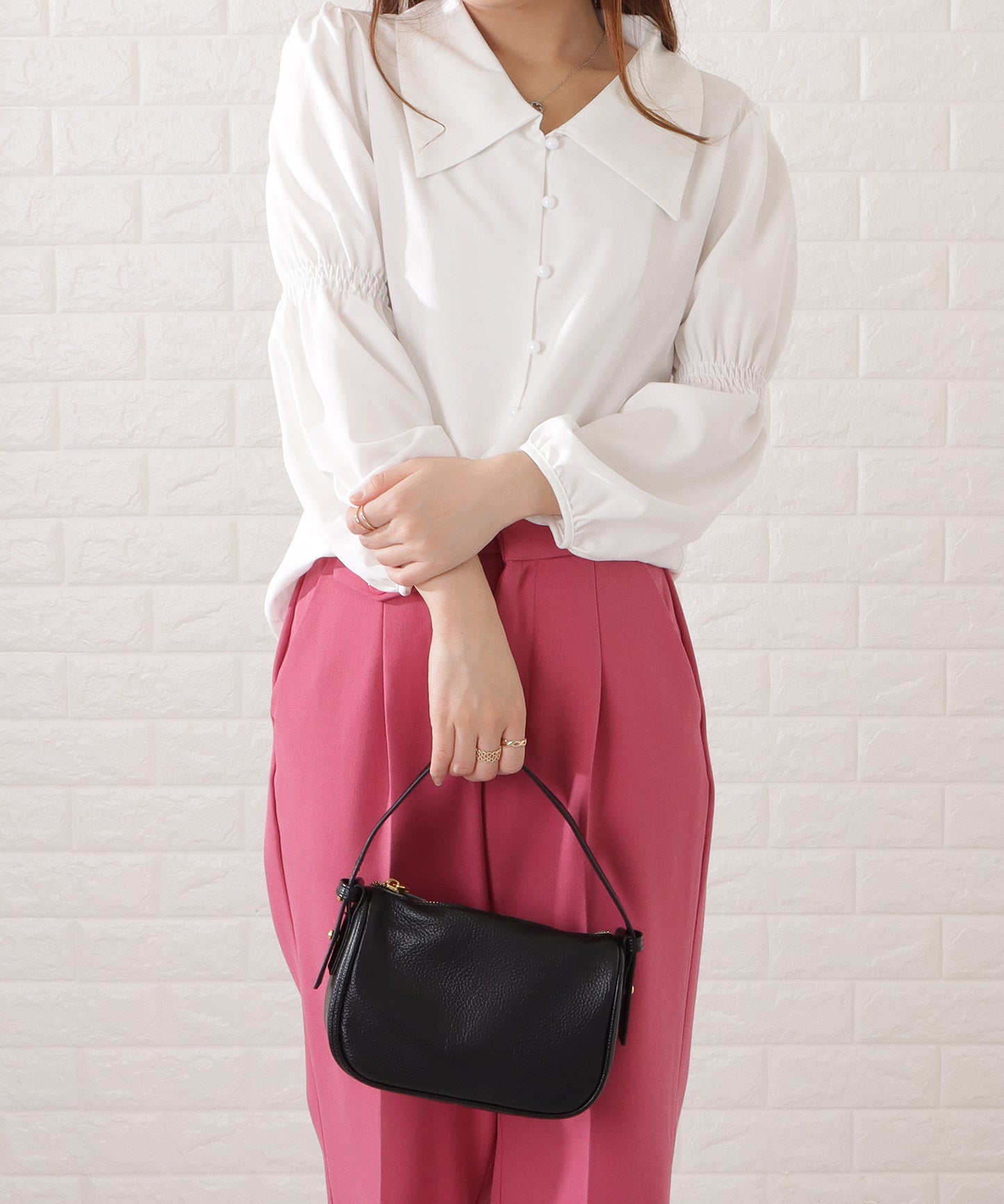 マットレザー調2WAYミニマルワンカラーバッグ