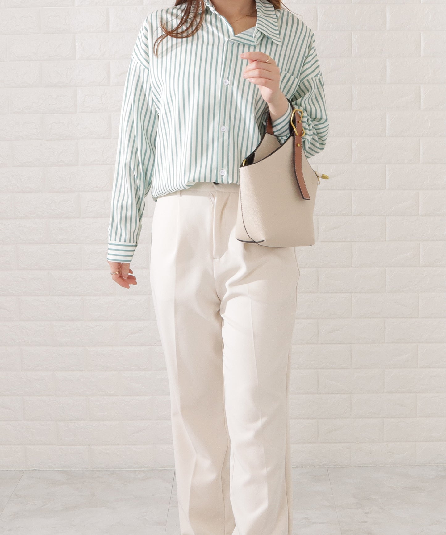 レザー調バイカラーワンハンドル 2WAYショルダーバッグ