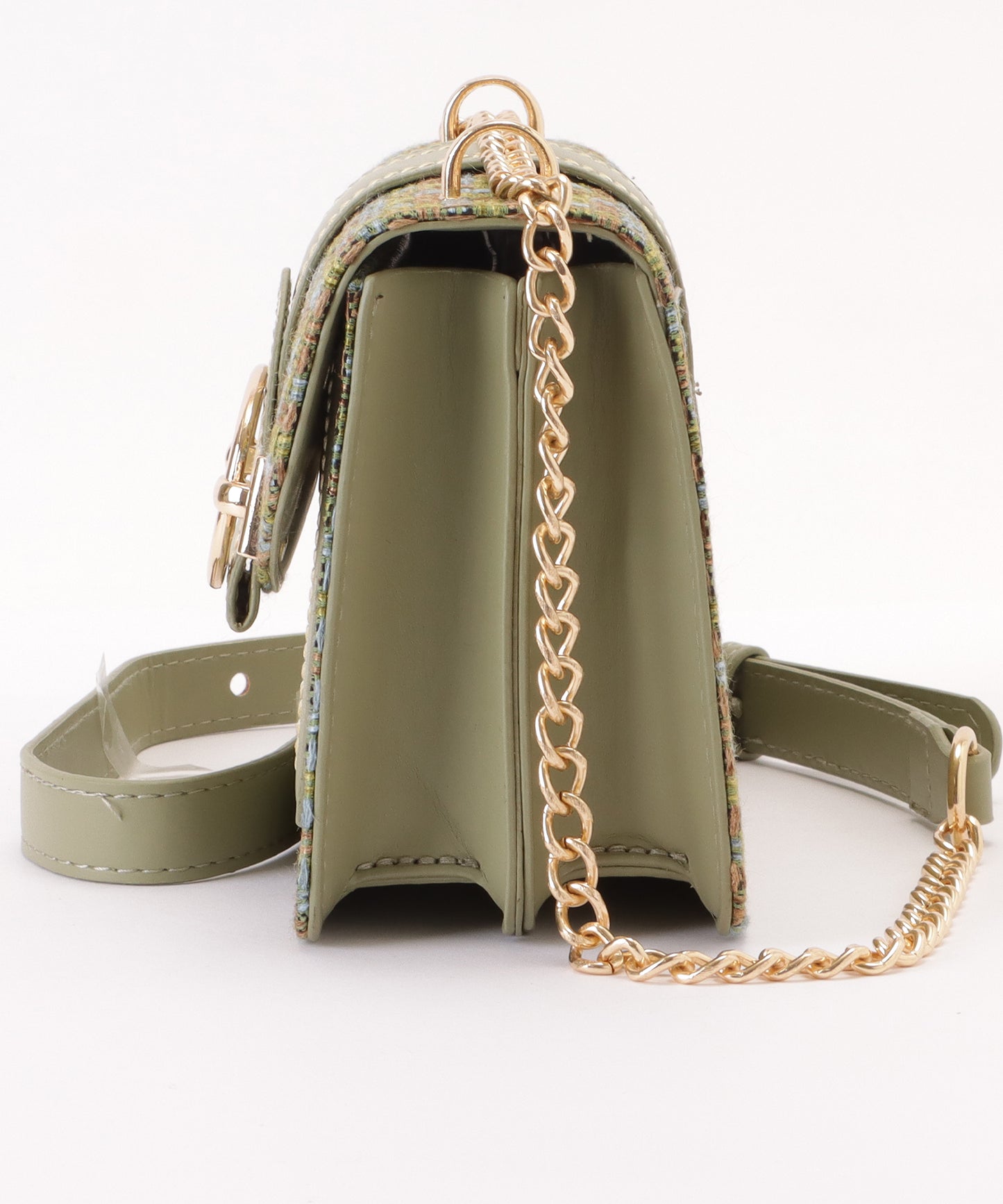 ミックスカラー異素材チェーンショルダーバッグ