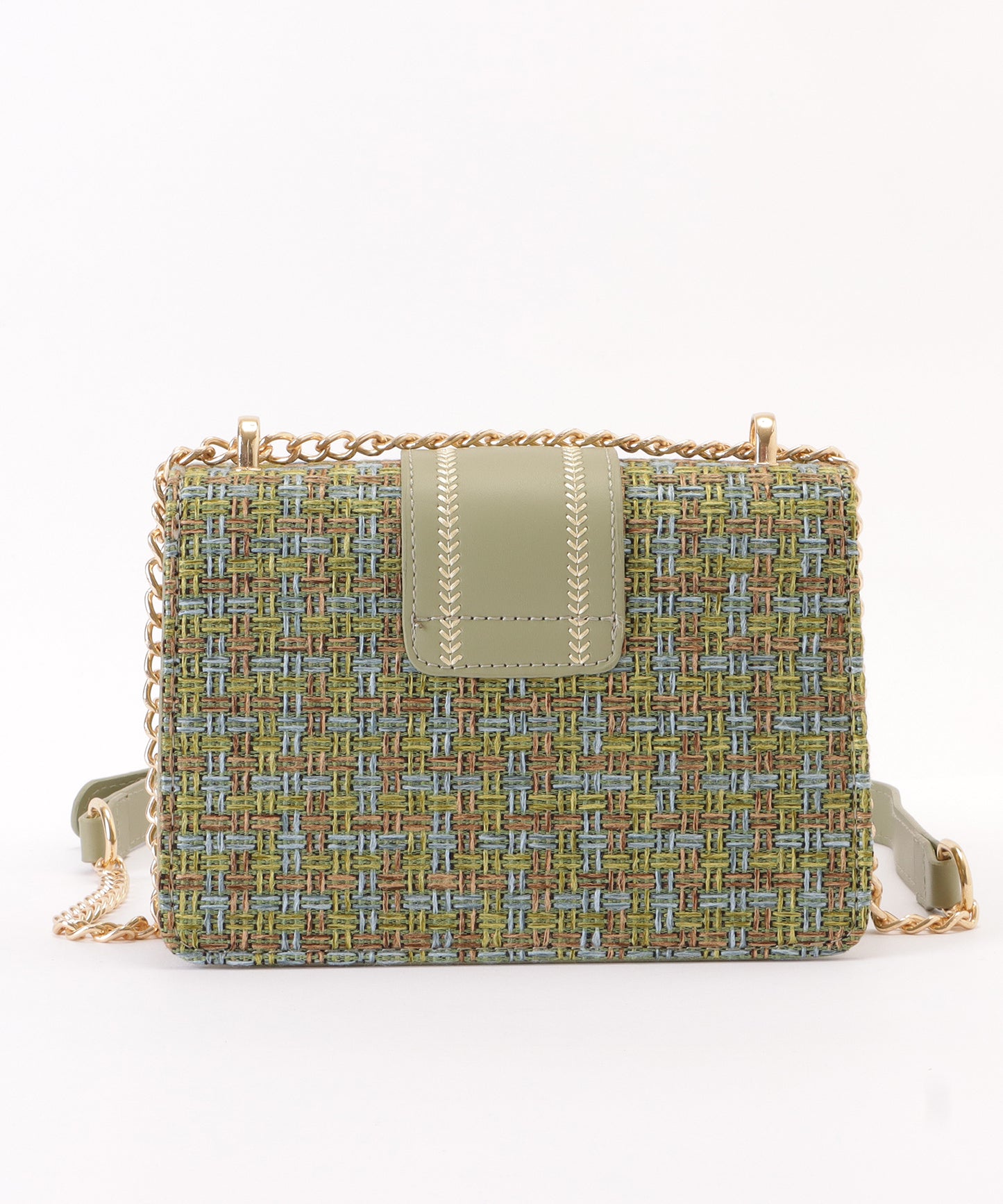 ミックスカラー異素材チェーンショルダーバッグ