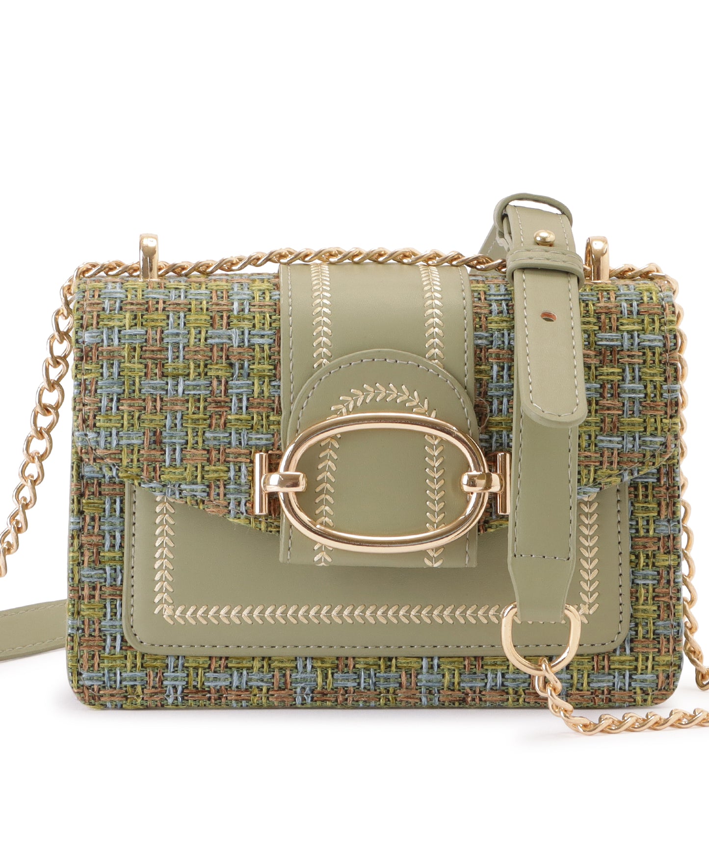 ミックスカラー異素材チェーンショルダーバッグ