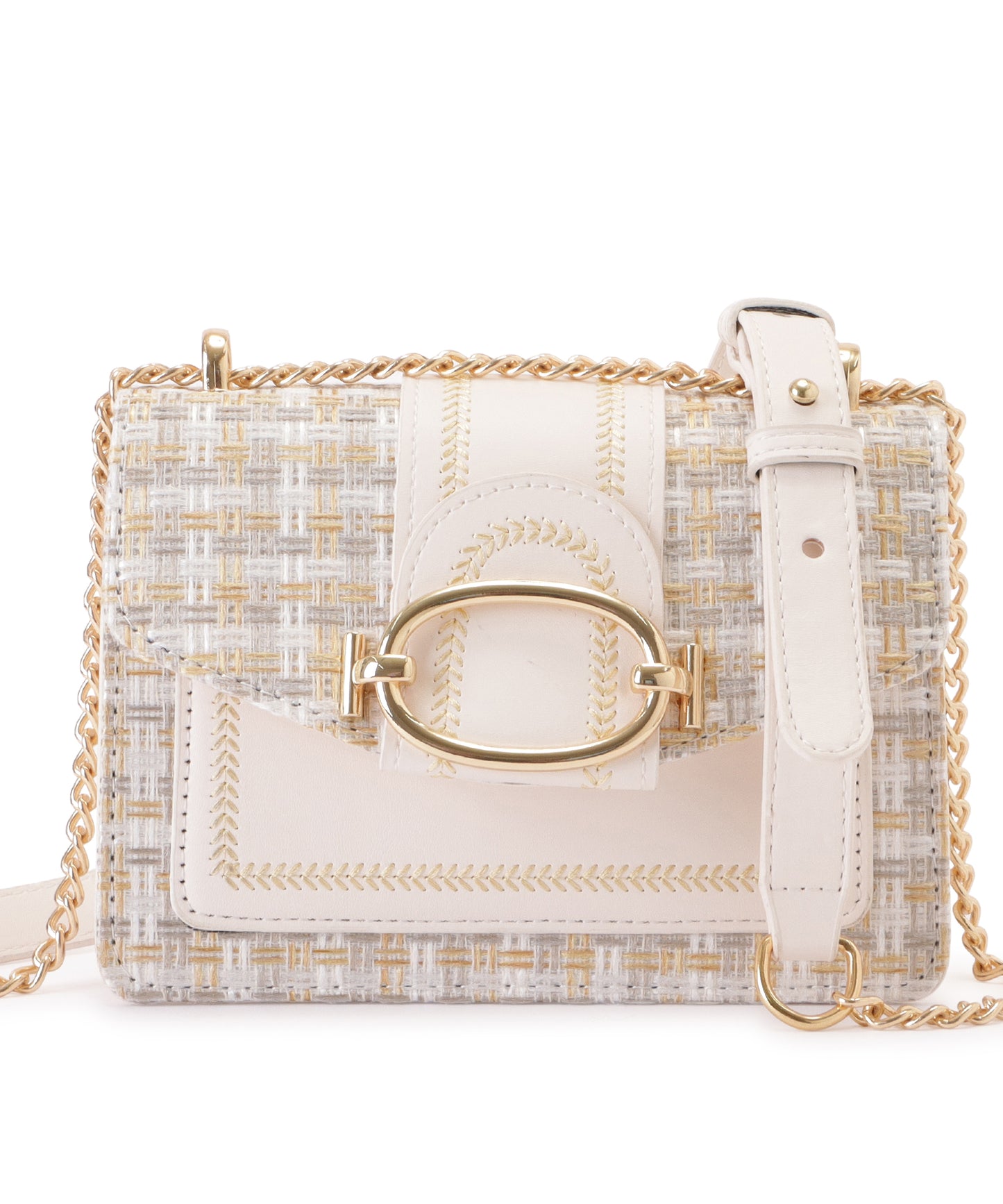 ミックスカラー異素材チェーンショルダーバッグ