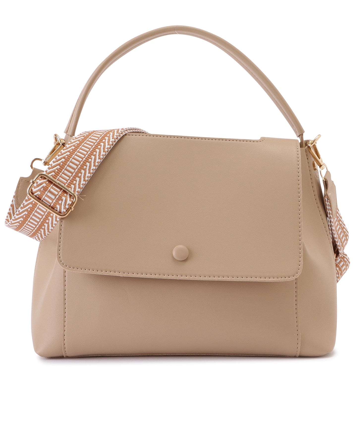 レザー調2WAY異素材ベルト付きショルダーバッグ