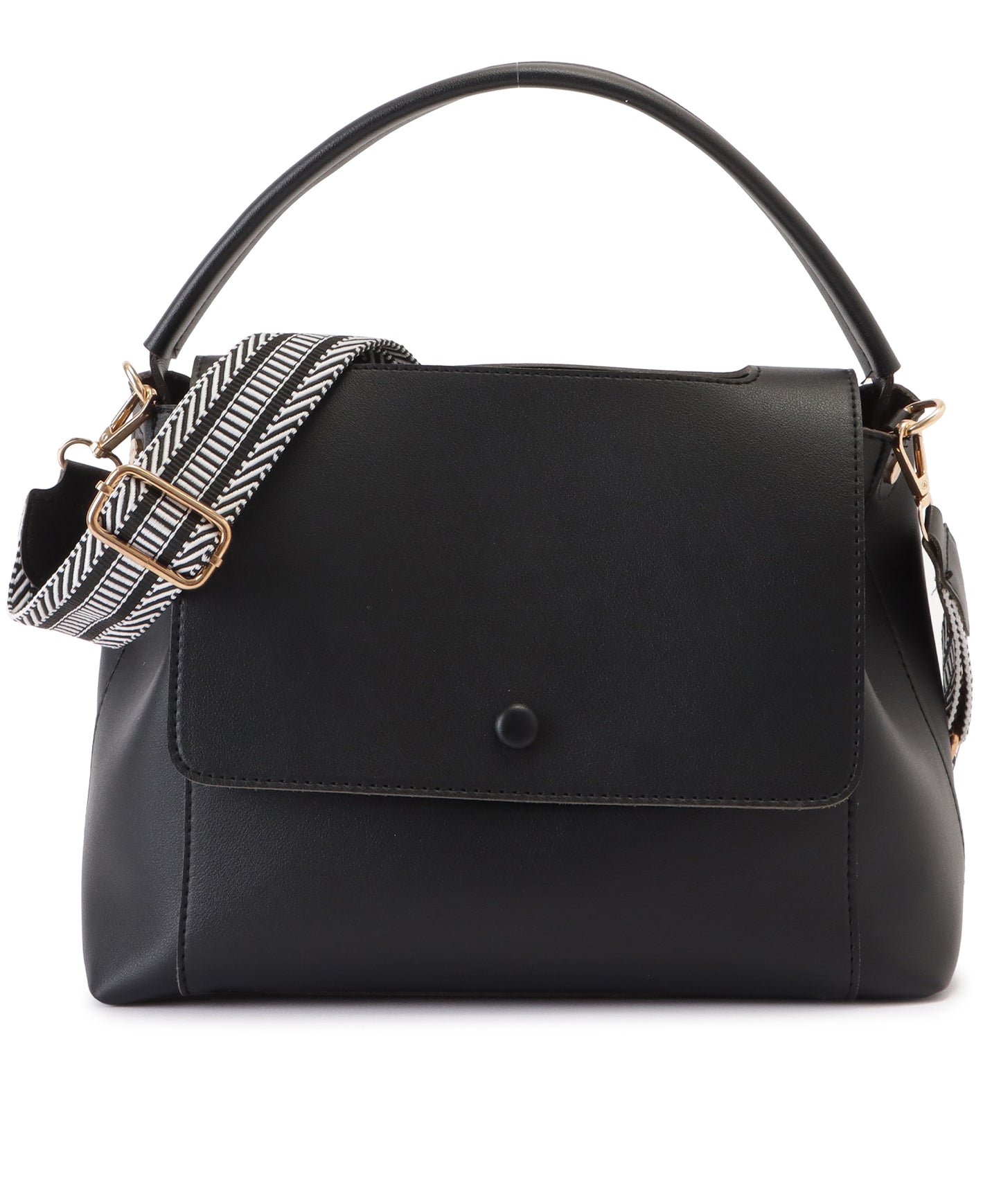 レザー調2WAY異素材ベルト付きショルダーバッグ