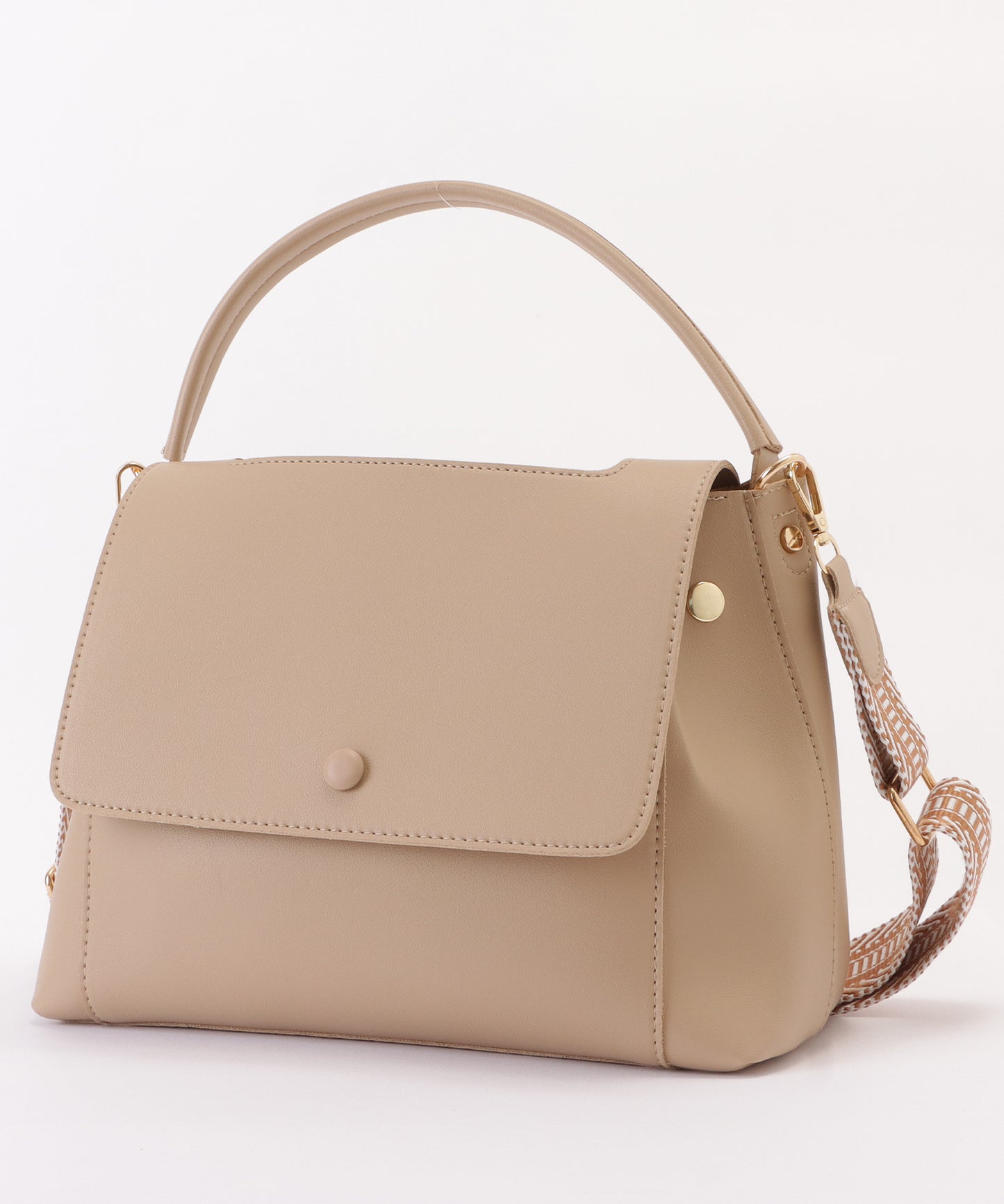 レザー調2WAY異素材ベルト付きショルダーバッグ