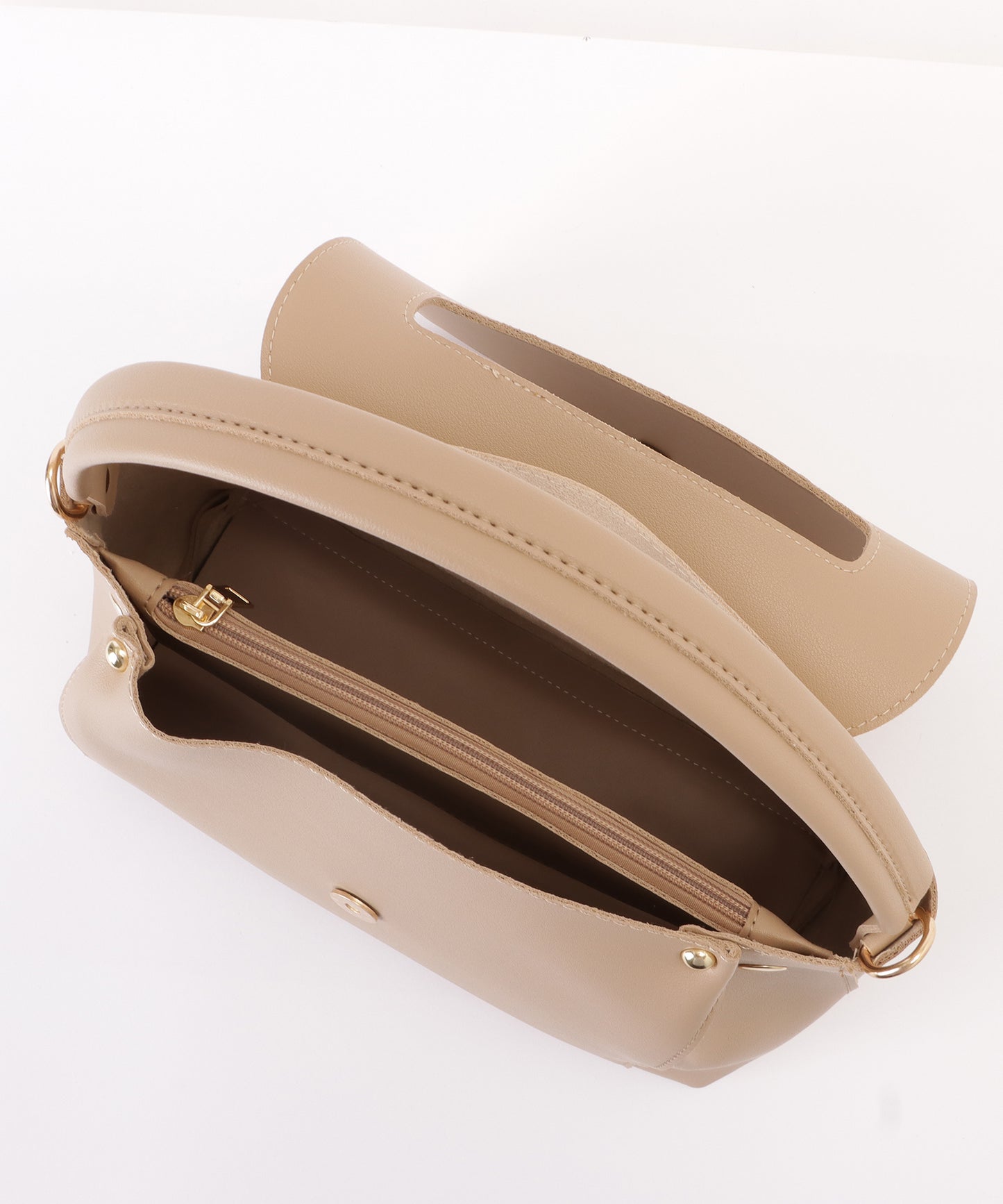 レザー調2WAY異素材ベルト付きショルダーバッグ