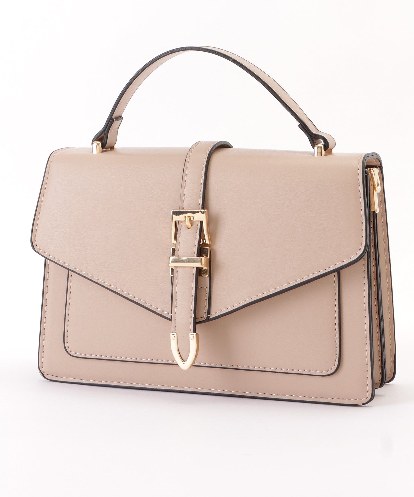 レザー調2WAYスクエアベルト付きバッグ